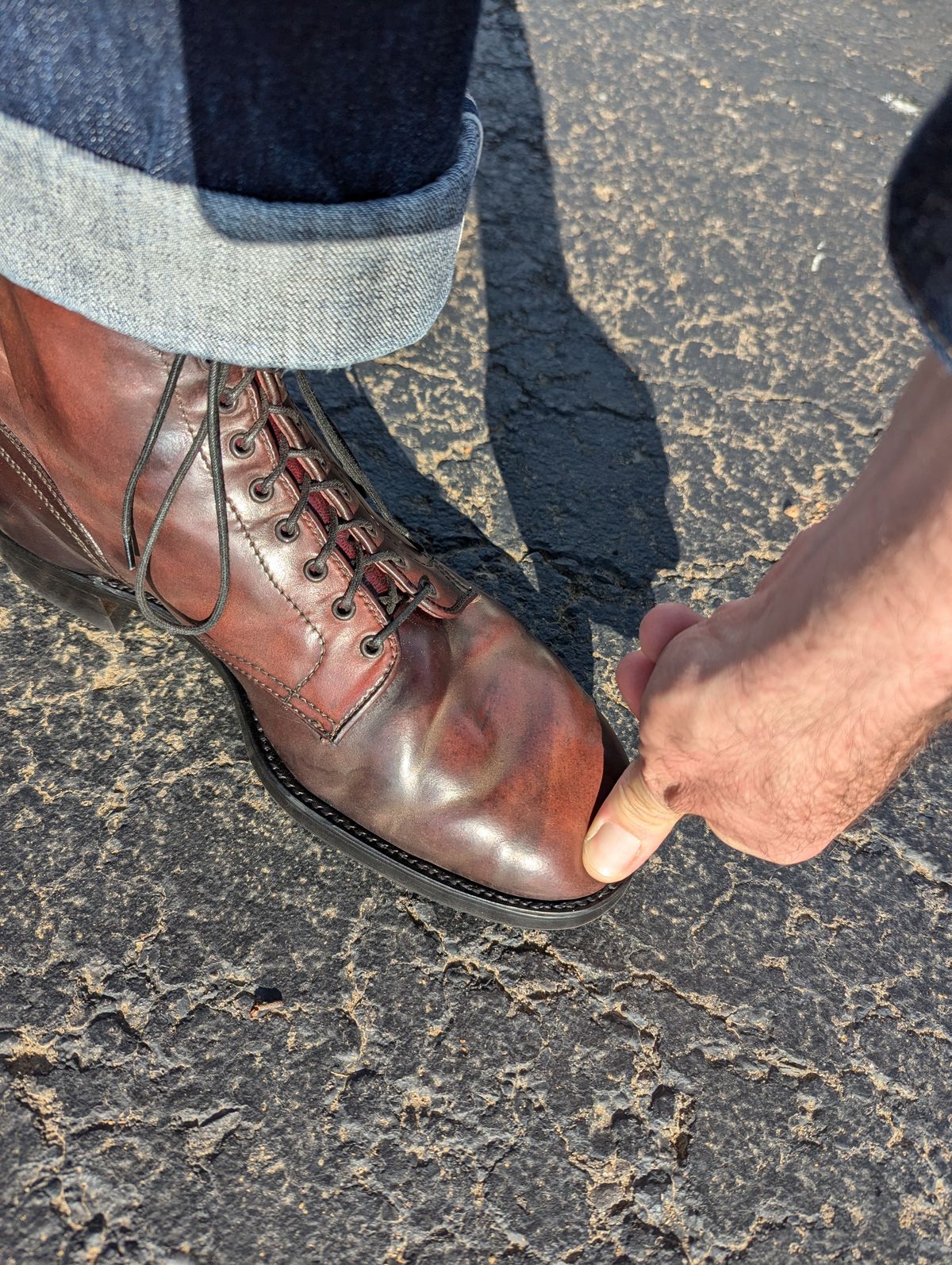 Photo by clefke on August 7, 2024 of the Alden Plain Toe Boot in Horween Color 8 Shell Cordovan.
