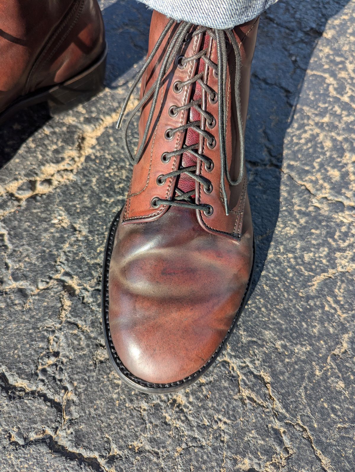 Photo by clefke on August 7, 2024 of the Alden Plain Toe Boot in Horween Color 8 Shell Cordovan.