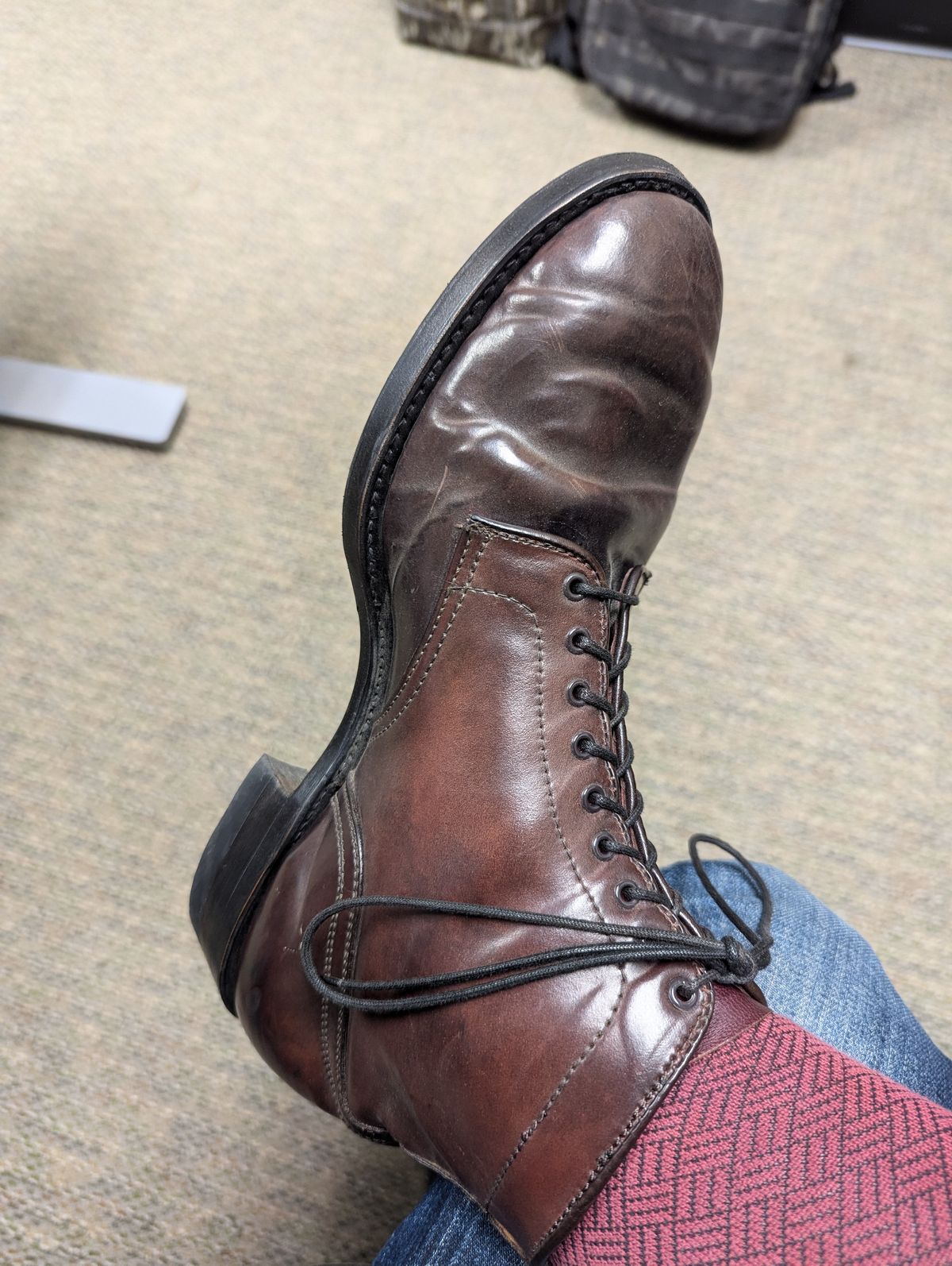 Photo by clefke on August 15, 2024 of the Alden Plain Toe Boot in Horween Color 8 Shell Cordovan.
