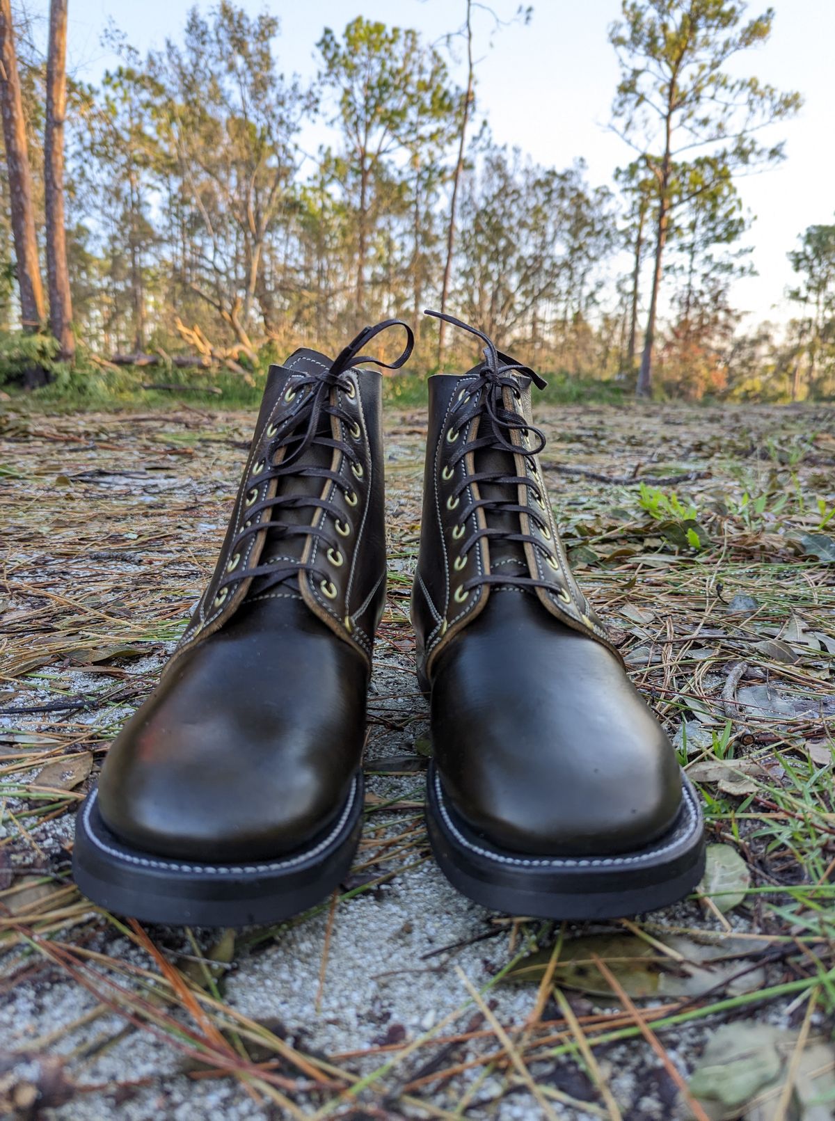 Photo by clefke on October 1, 2022 of the Unsung U 22-1 Slog Boot in Wickett & Craig Olive H Latigo.