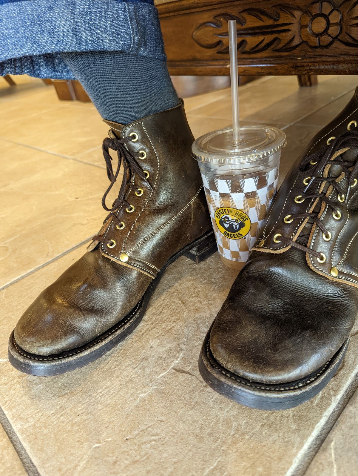 Photo by clefke on November 6, 2022 of the Unsung U 22-1 Slog Boot in Wickett & Craig Olive H Latigo.
