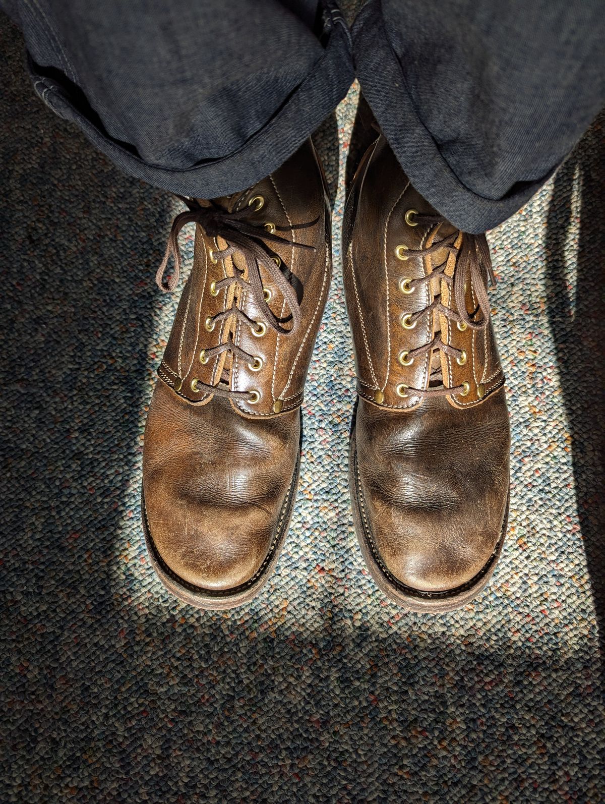 Photo by clefke on December 18, 2022 of the Unsung U 22-1 Slog Boot in Wickett & Craig Olive H Latigo.