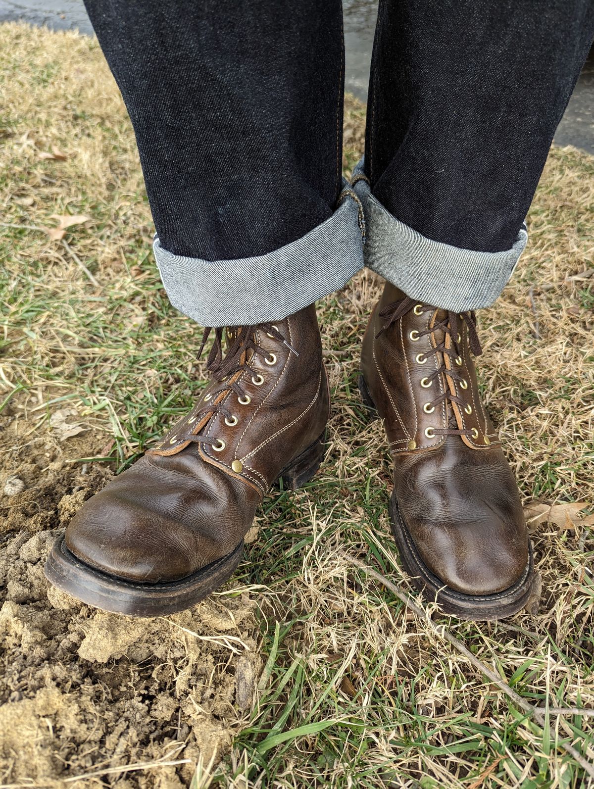 Photo by clefke on February 6, 2023 of the Unsung U 22-1 Slog Boot in Wickett & Craig Olive H Latigo.