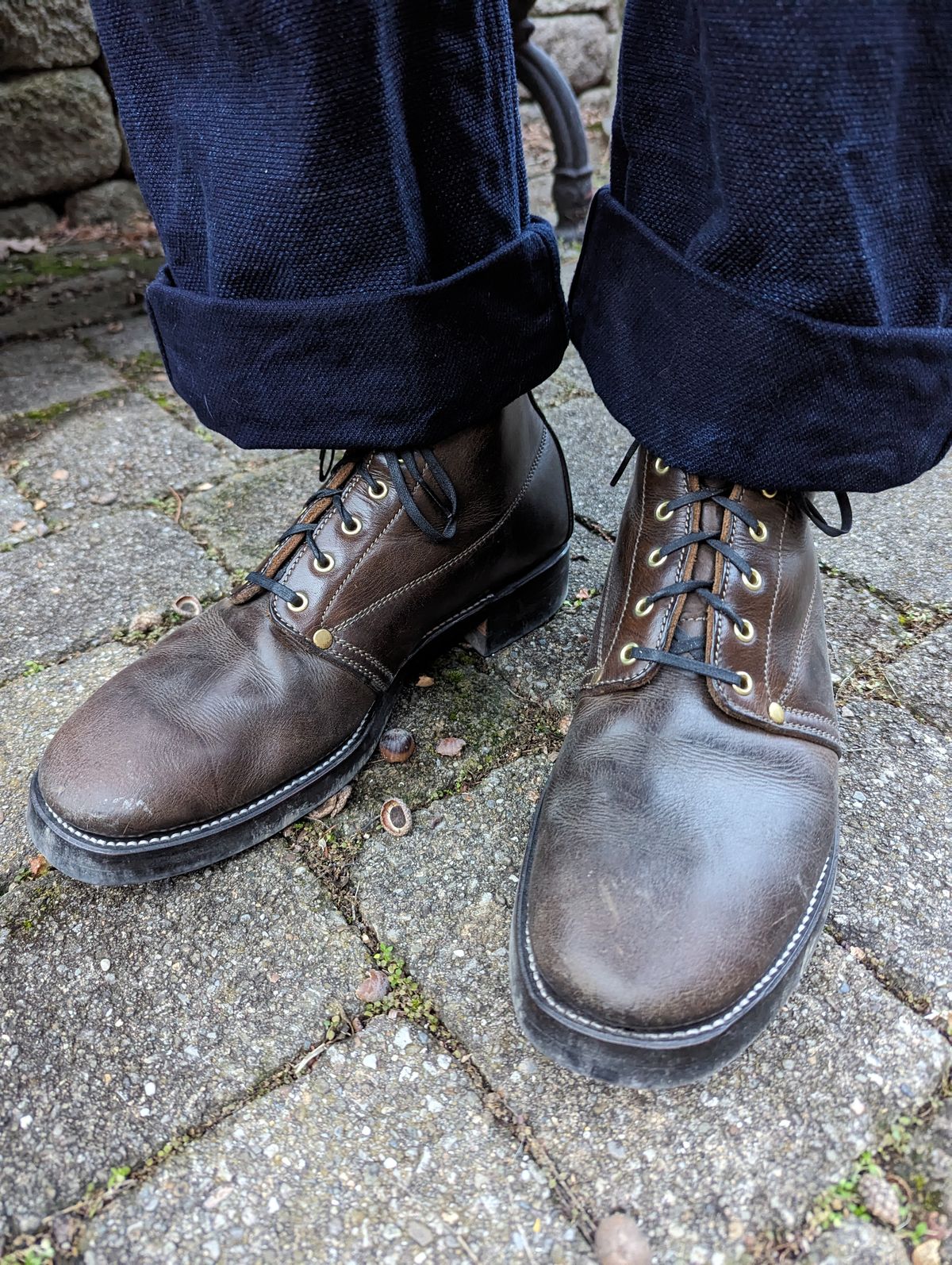 Photo by clefke on February 9, 2024 of the Unsung U 22-1 Slog Boot in Wickett & Craig Olive H Latigo.