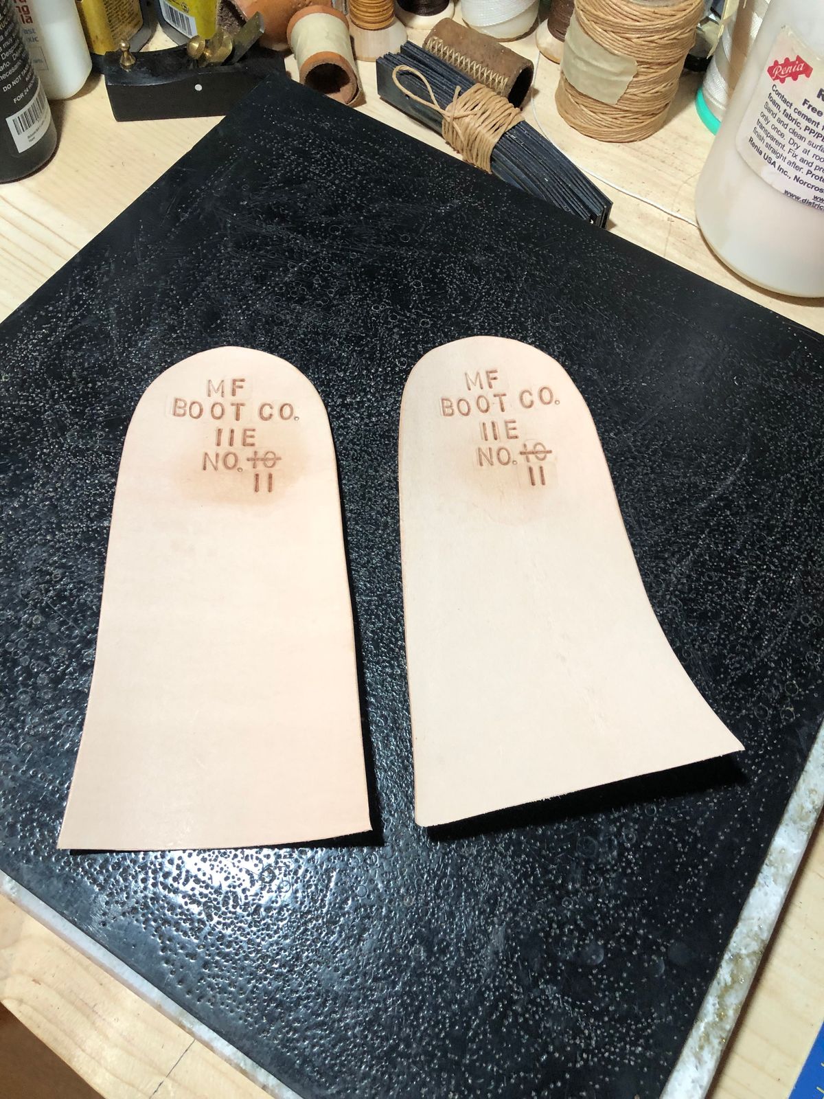Photo by clefke on October 9, 2023 of the M.F. Boot Co Service Boot in Sepici Tumbled Waxed Natural Veg Tan.