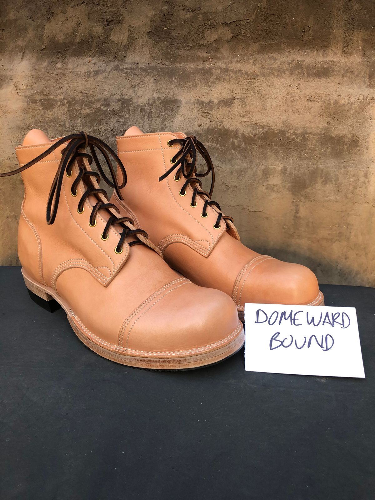 Photo by clefke on October 9, 2023 of the M.F. Boot Co Service Boot in Sepici Tumbled Waxed Natural Veg Tan.