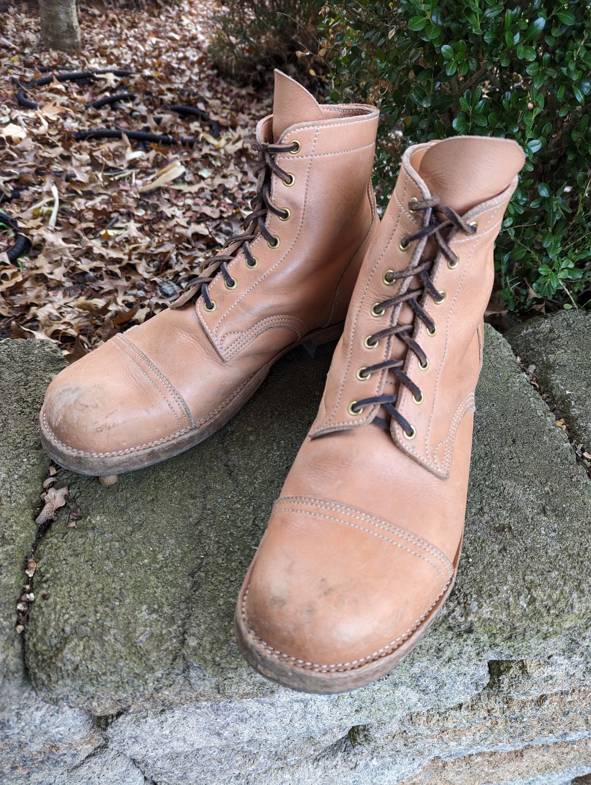 Photo by clefke on November 3, 2023 of the M.F. Boot Co Service Boot in Sepici Tumbled Waxed Natural Veg Tan.