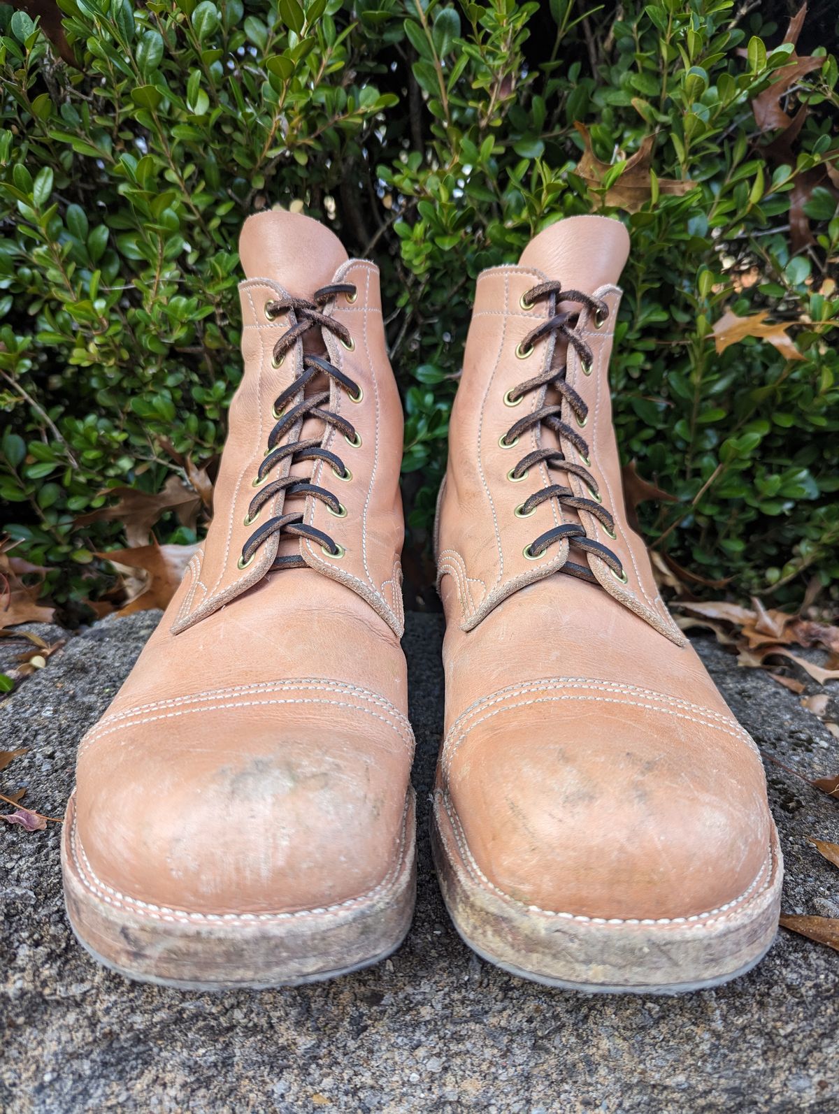 Photo by clefke on November 3, 2023 of the M.F. Boot Co Service Boot in Sepici Tumbled Waxed Natural Veg Tan.