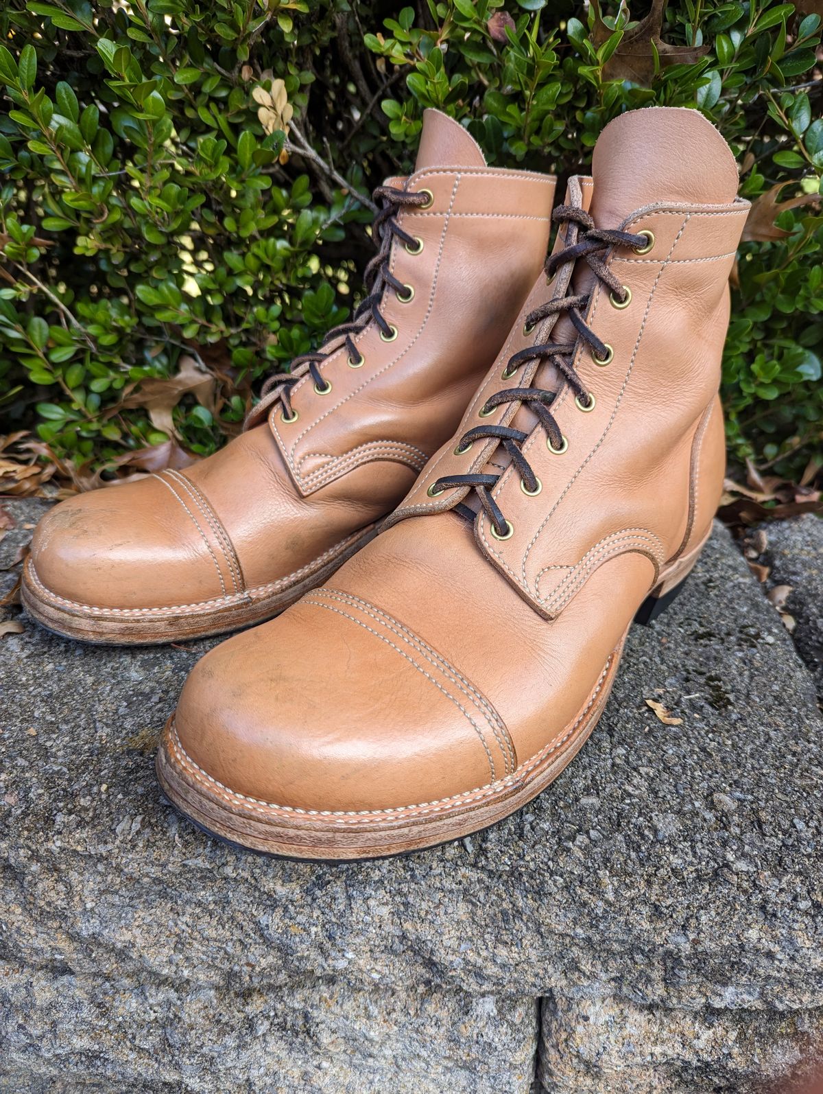 Photo by clefke on November 4, 2023 of the M.F. Boot Co Service Boot in Sepici Tumbled Waxed Natural Veg Tan.