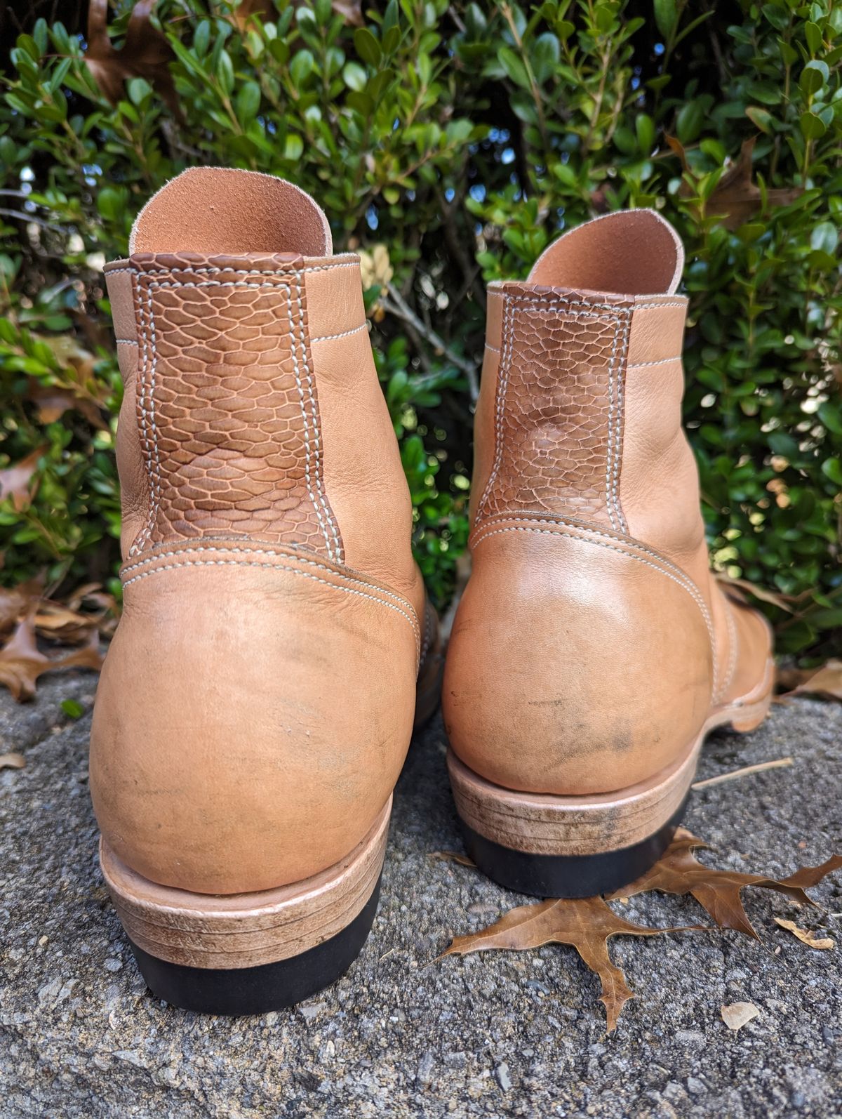 Photo by clefke on November 4, 2023 of the M.F. Boot Co Service Boot in Sepici Tumbled Waxed Natural Veg Tan.