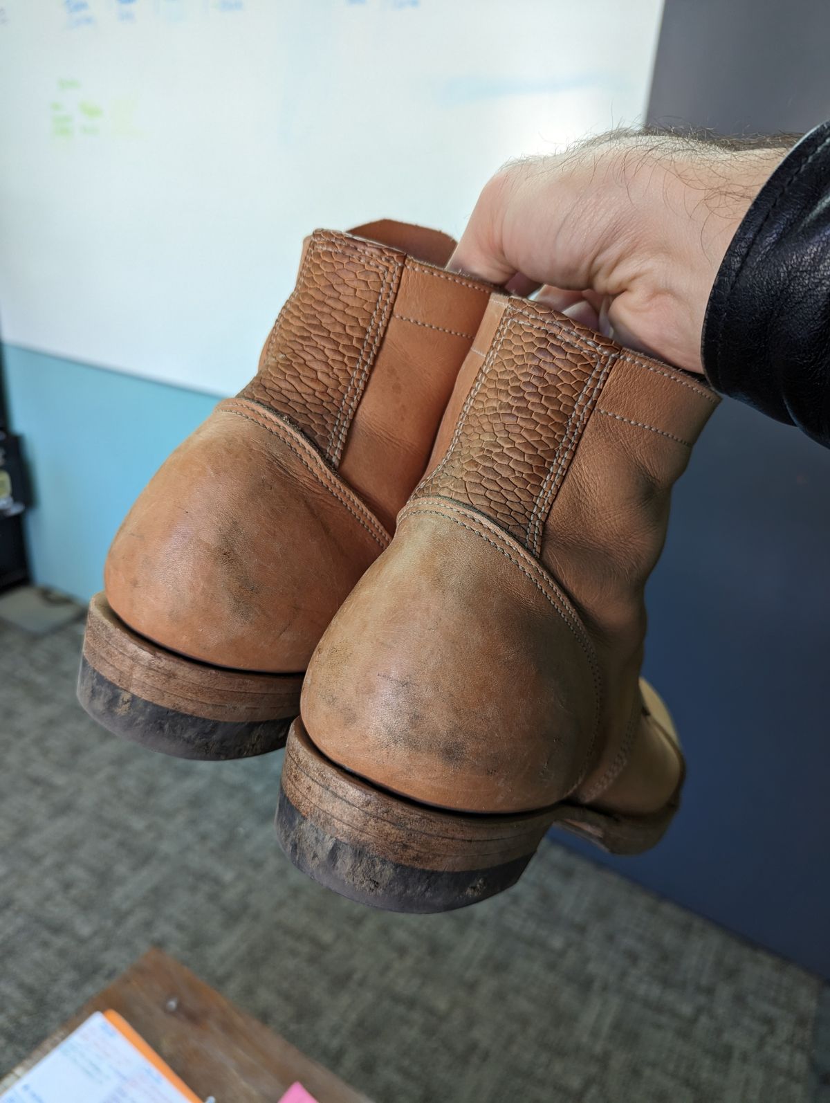 Photo by clefke on November 9, 2023 of the M.F. Boot Co Service Boot in Sepici Tumbled Waxed Natural Veg Tan.