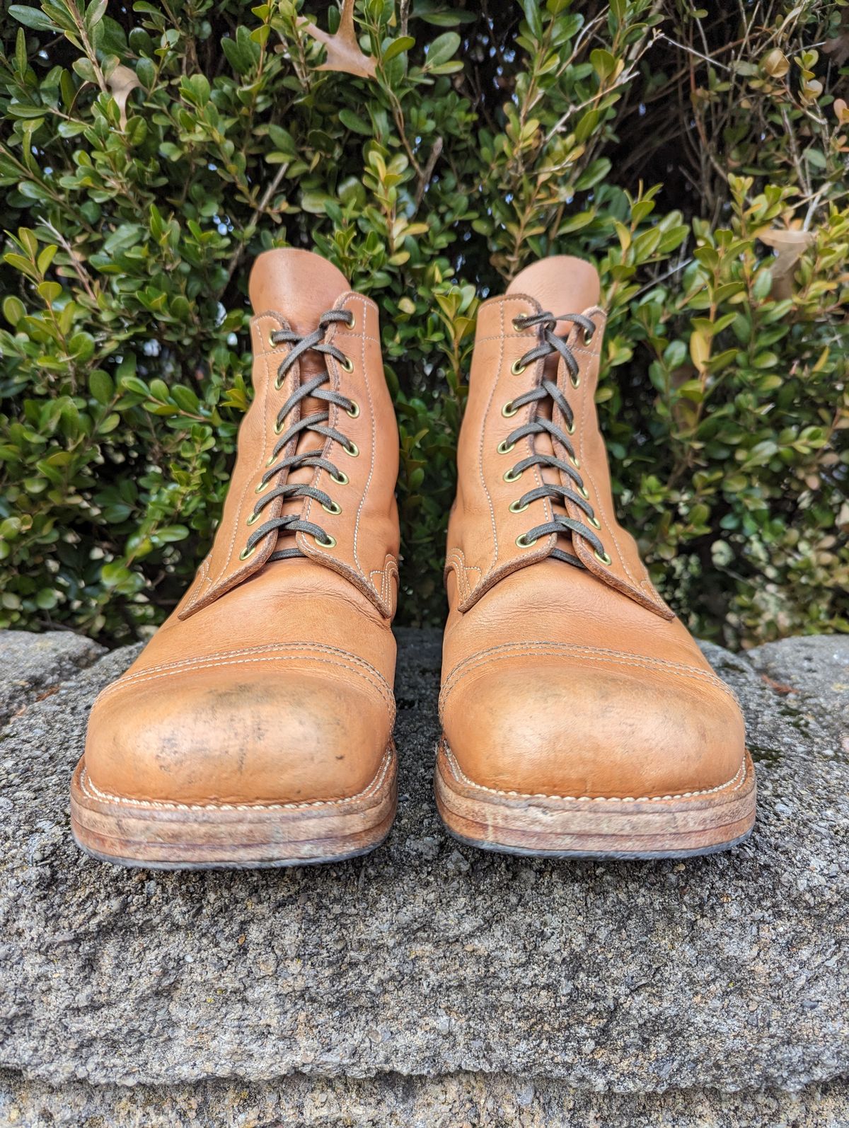 Photo by clefke on January 5, 2024 of the M.F. Boot Co Service Boot in Sepici Tumbled Waxed Natural Veg Tan.