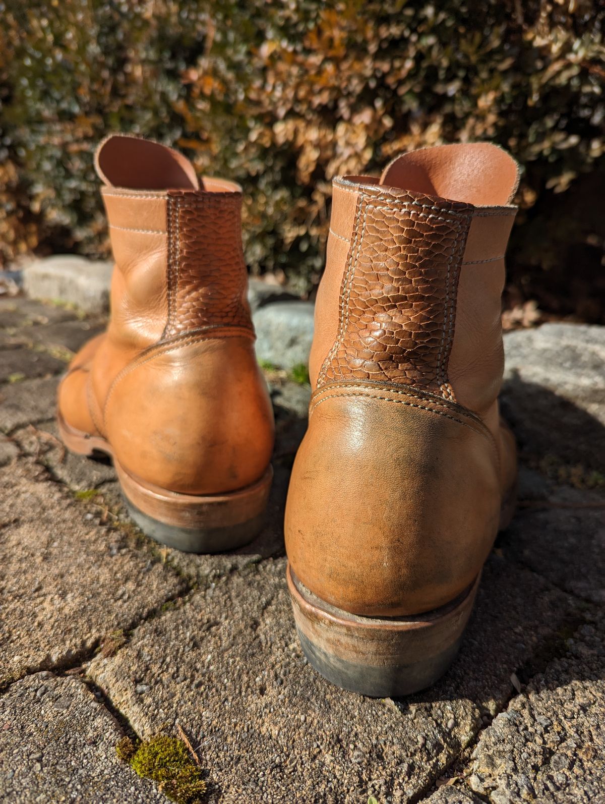 Photo by clefke on February 4, 2024 of the M.F. Boot Co Service Boot in Sepici Tumbled Waxed Natural Veg Tan.