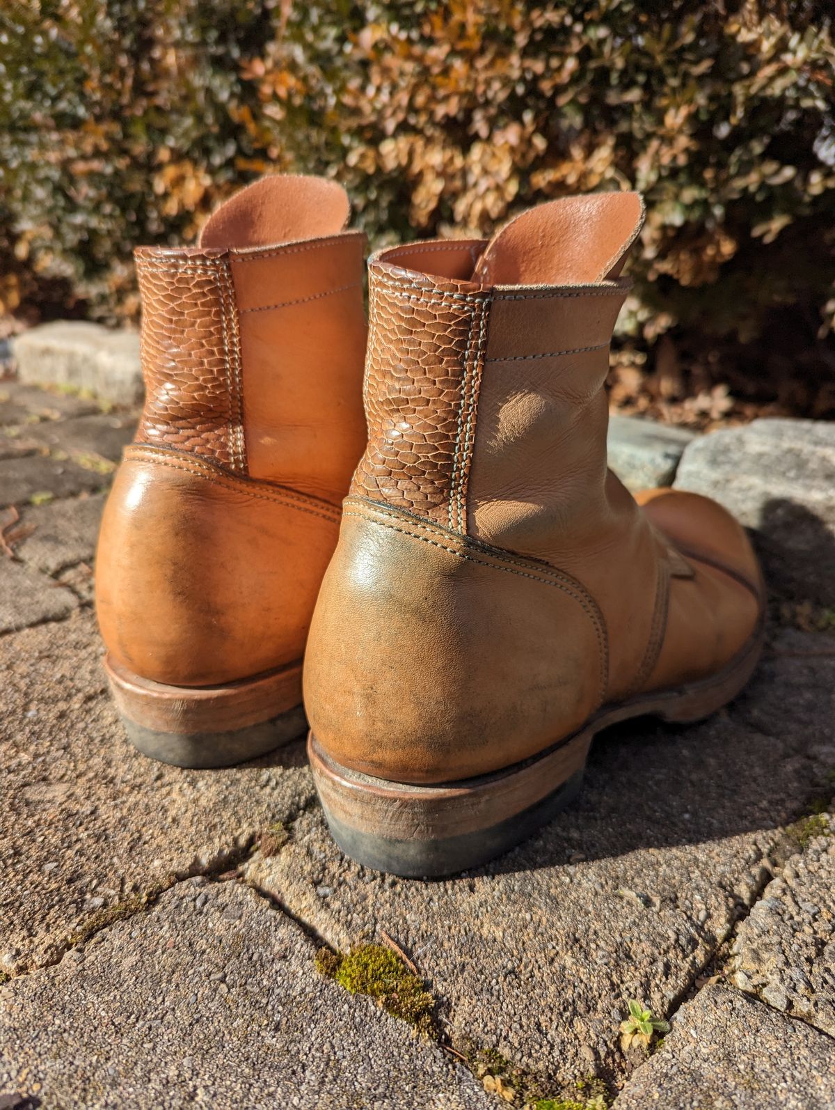 Photo by clefke on February 4, 2024 of the M.F. Boot Co Service Boot in Sepici Tumbled Waxed Natural Veg Tan.