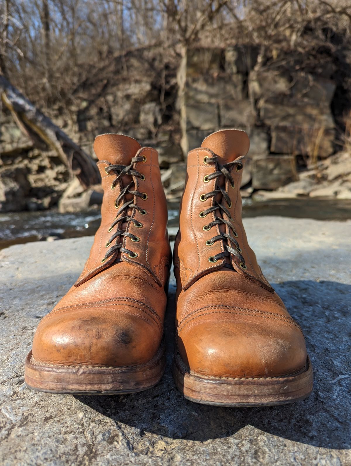 Photo by clefke on March 1, 2024 of the M.F. Boot Co Service Boot in Sepici Tumbled Waxed Natural Veg Tan.