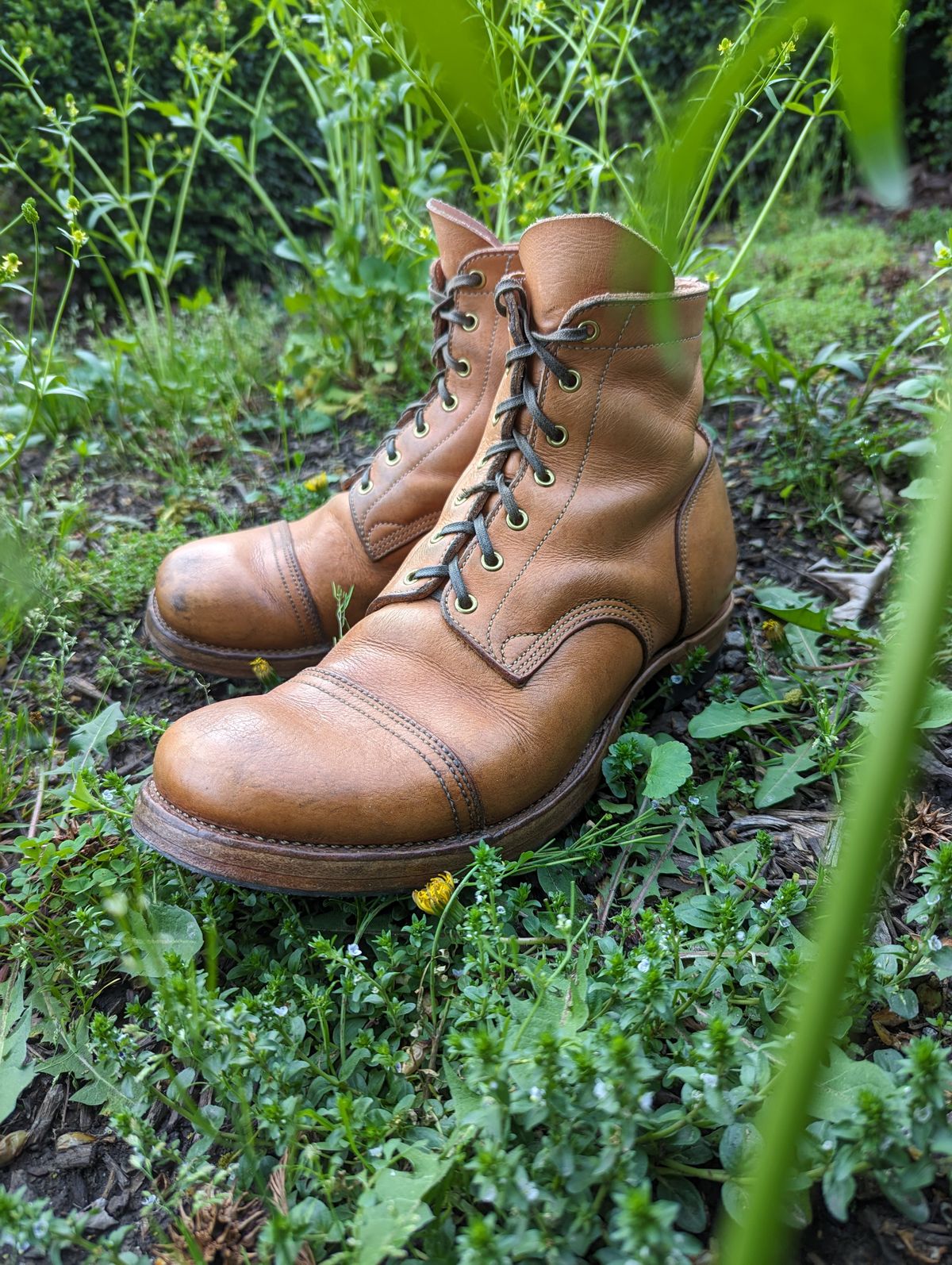 Photo by clefke on April 16, 2024 of the M.F. Boot Co Service Boot in Sepici Tumbled Waxed Natural Veg Tan.