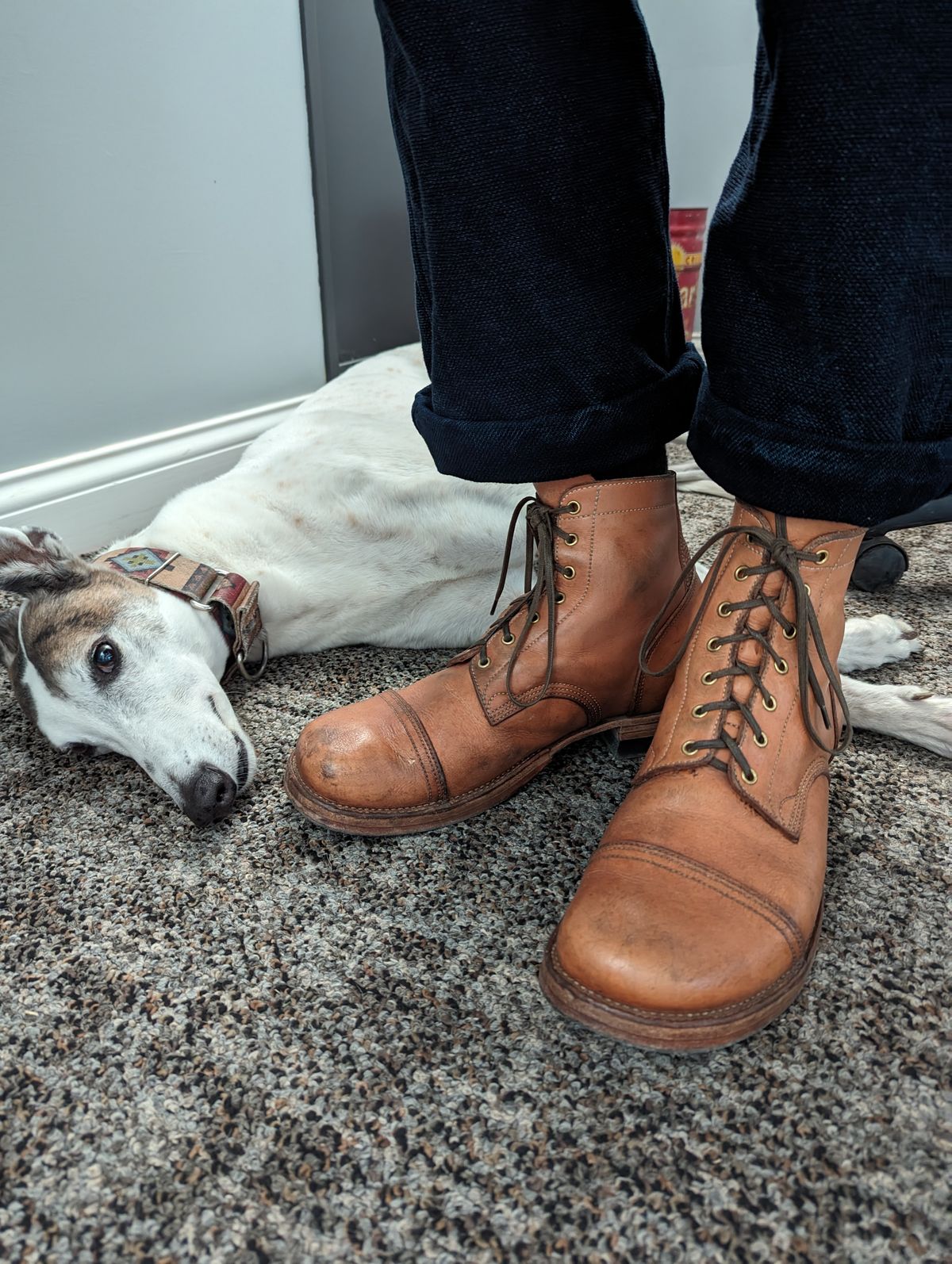 Photo by clefke on April 23, 2024 of the M.F. Boot Co Service Boot in Sepici Tumbled Waxed Natural Veg Tan.