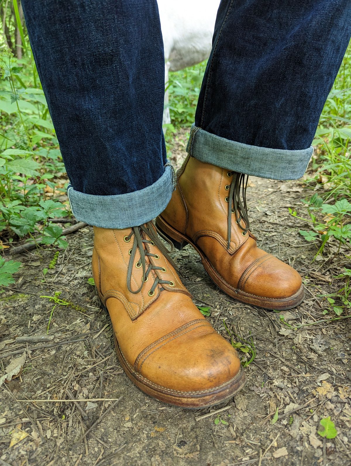 Photo by clefke on May 25, 2024 of the M.F. Boot Co Service Boot in Sepici Tumbled Waxed Natural Veg Tan.