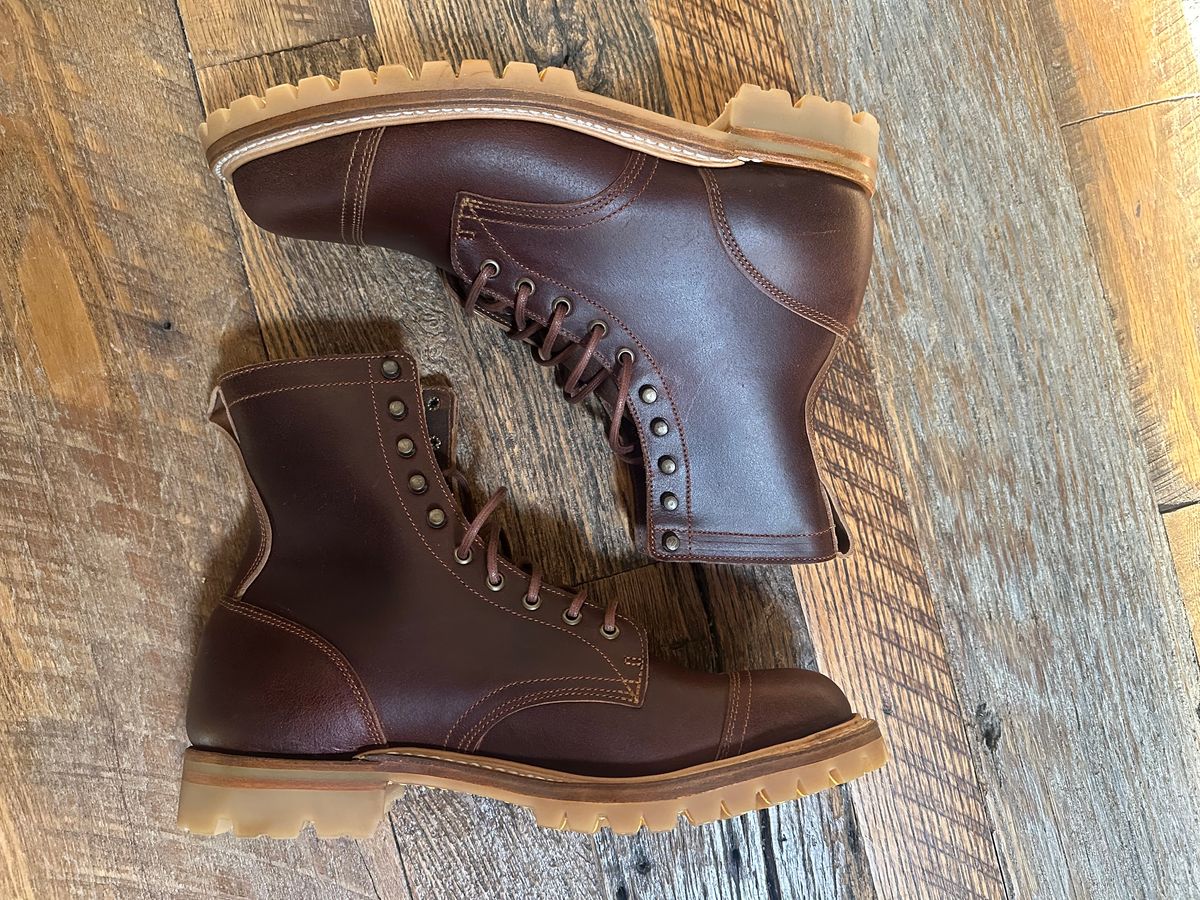 Photo by GDub on October 14, 2024 of the Truman Custom Model in Horween Chestnut Waxed Flesh.