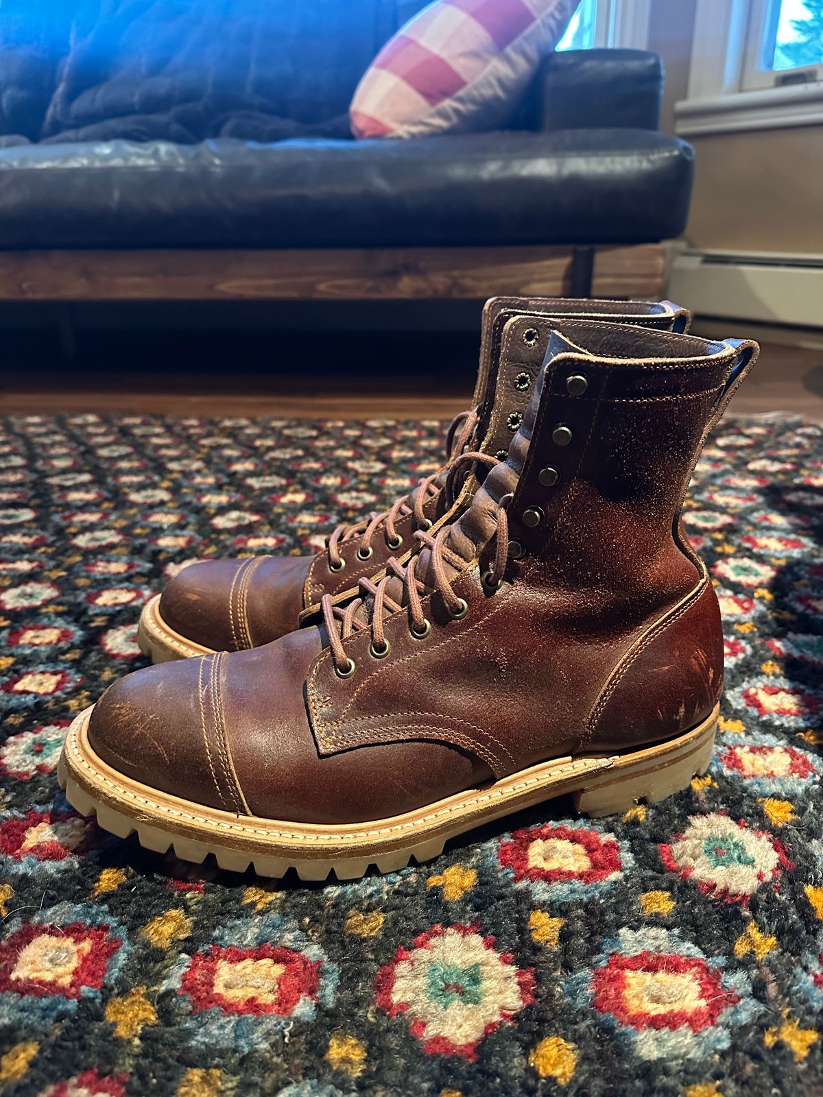 Photo by GDub on November 5, 2024 of the Truman Custom Model in Horween Chestnut Waxed Flesh.