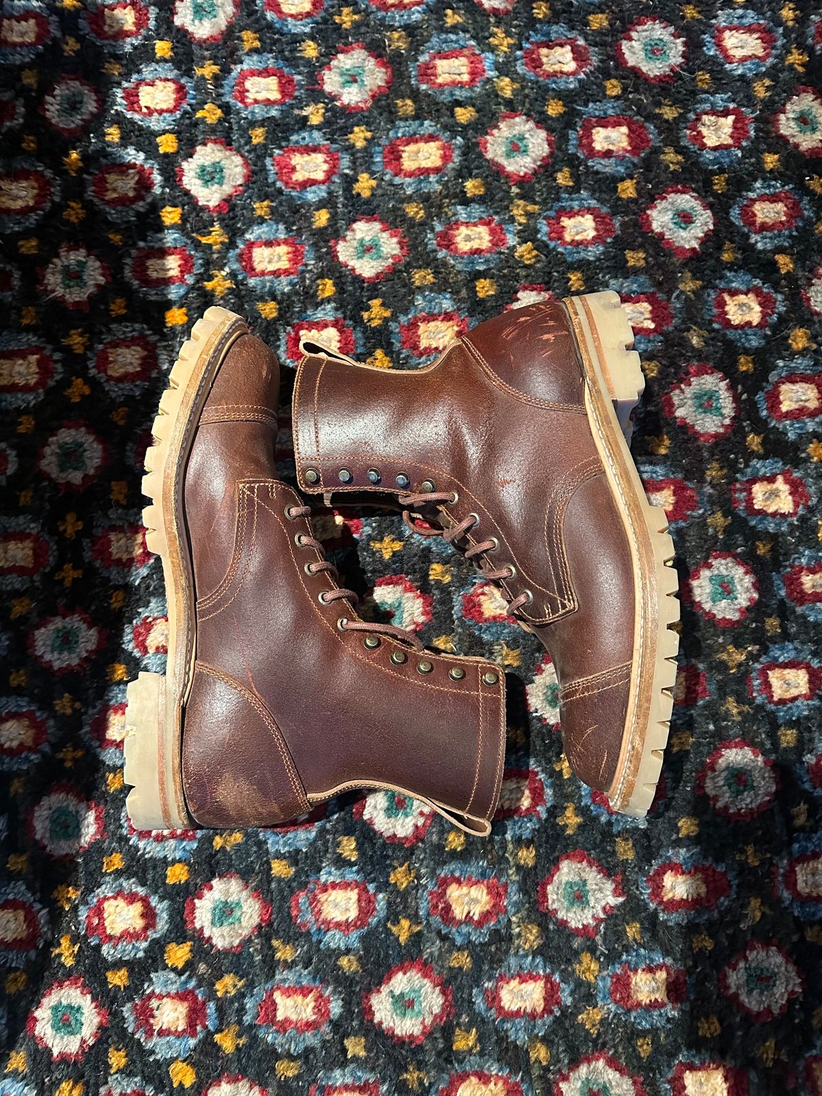 Photo by GDub on November 5, 2024 of the Truman Custom Model in Horween Chestnut Waxed Flesh.
