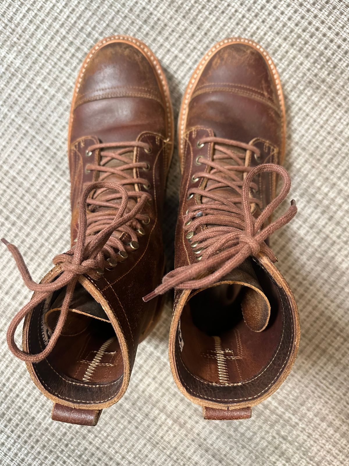 Photo by GDub on March 5, 2025 of the Truman Custom Model in Horween Chestnut Waxed Flesh.