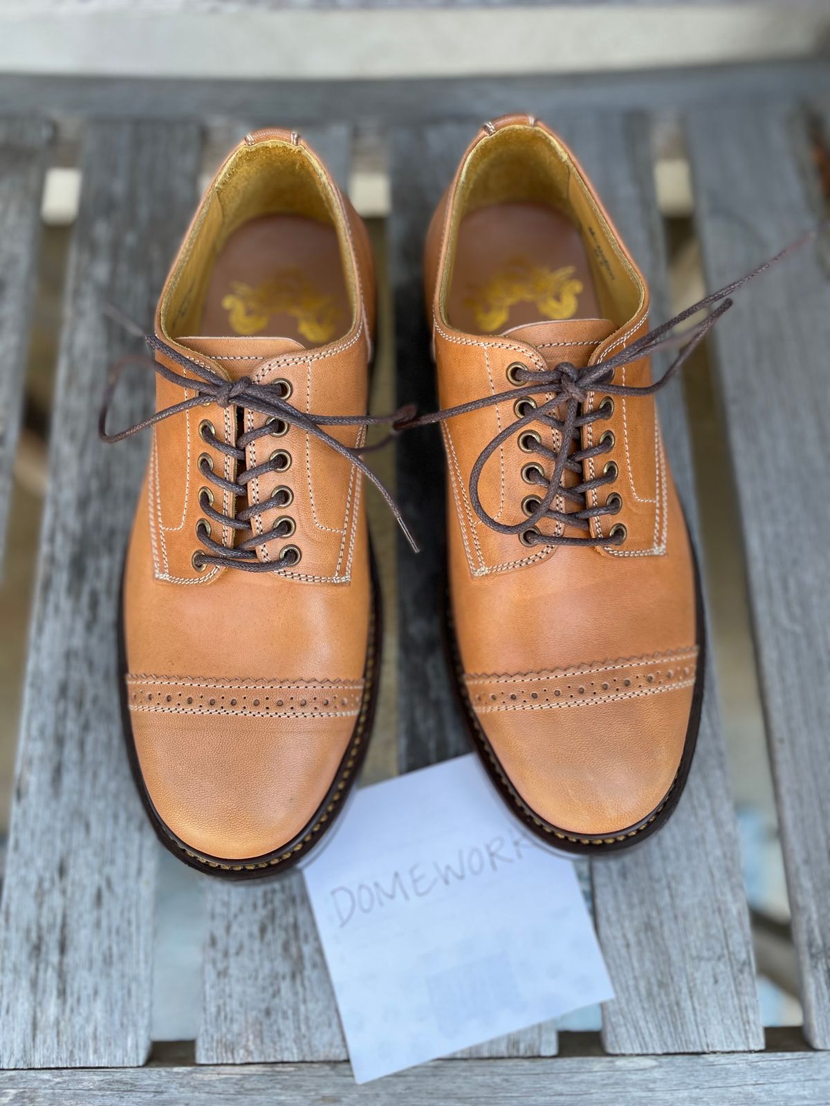 Photo by bootsonmars on October 5, 2022 of the Sagara Officer Shoes in Maryam Natural Horsebutt.