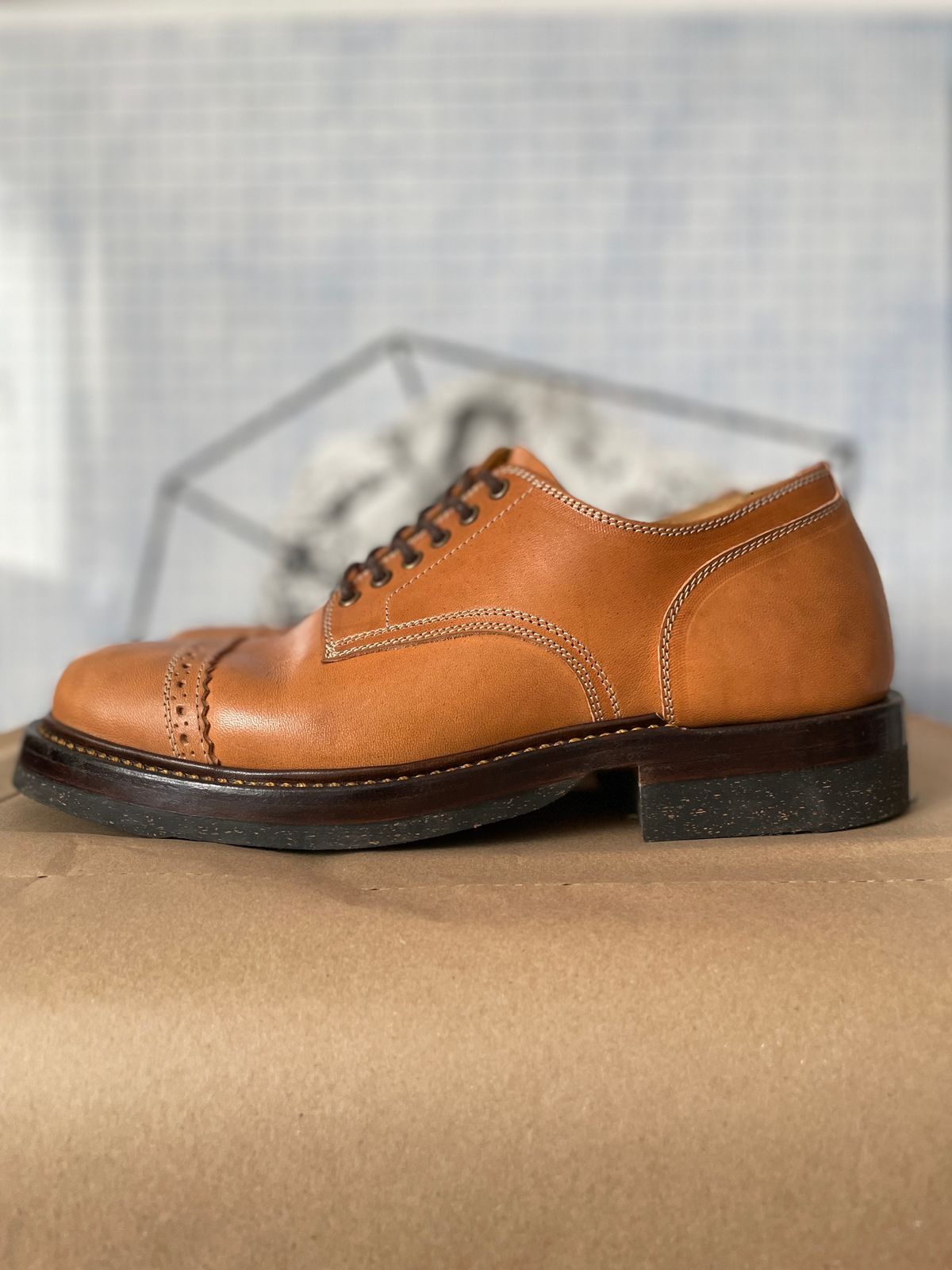 Photo by bootsonmars on November 5, 2022 of the Sagara Officer Shoes in Maryam Natural Horsebutt.