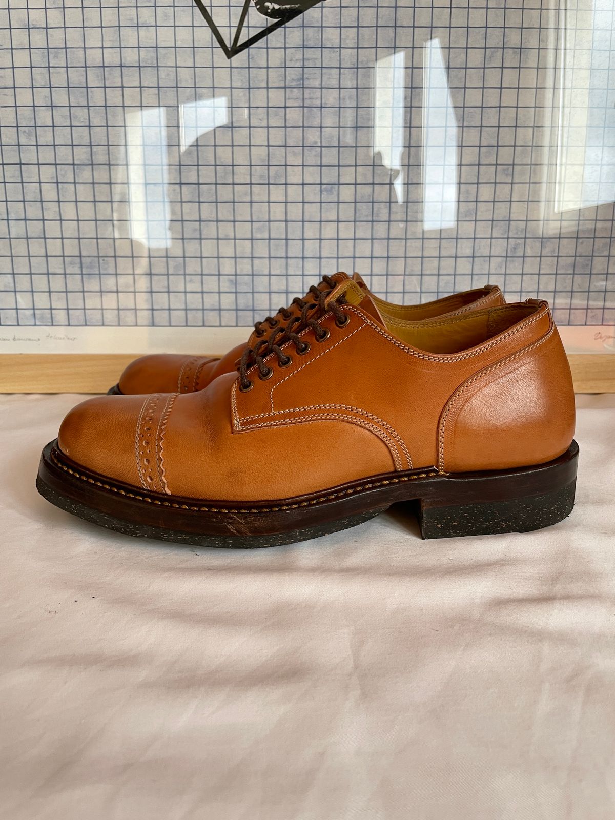 Photo by bootsonmars on December 4, 2022 of the Sagara Officer Shoes in Maryam Natural Horsebutt.