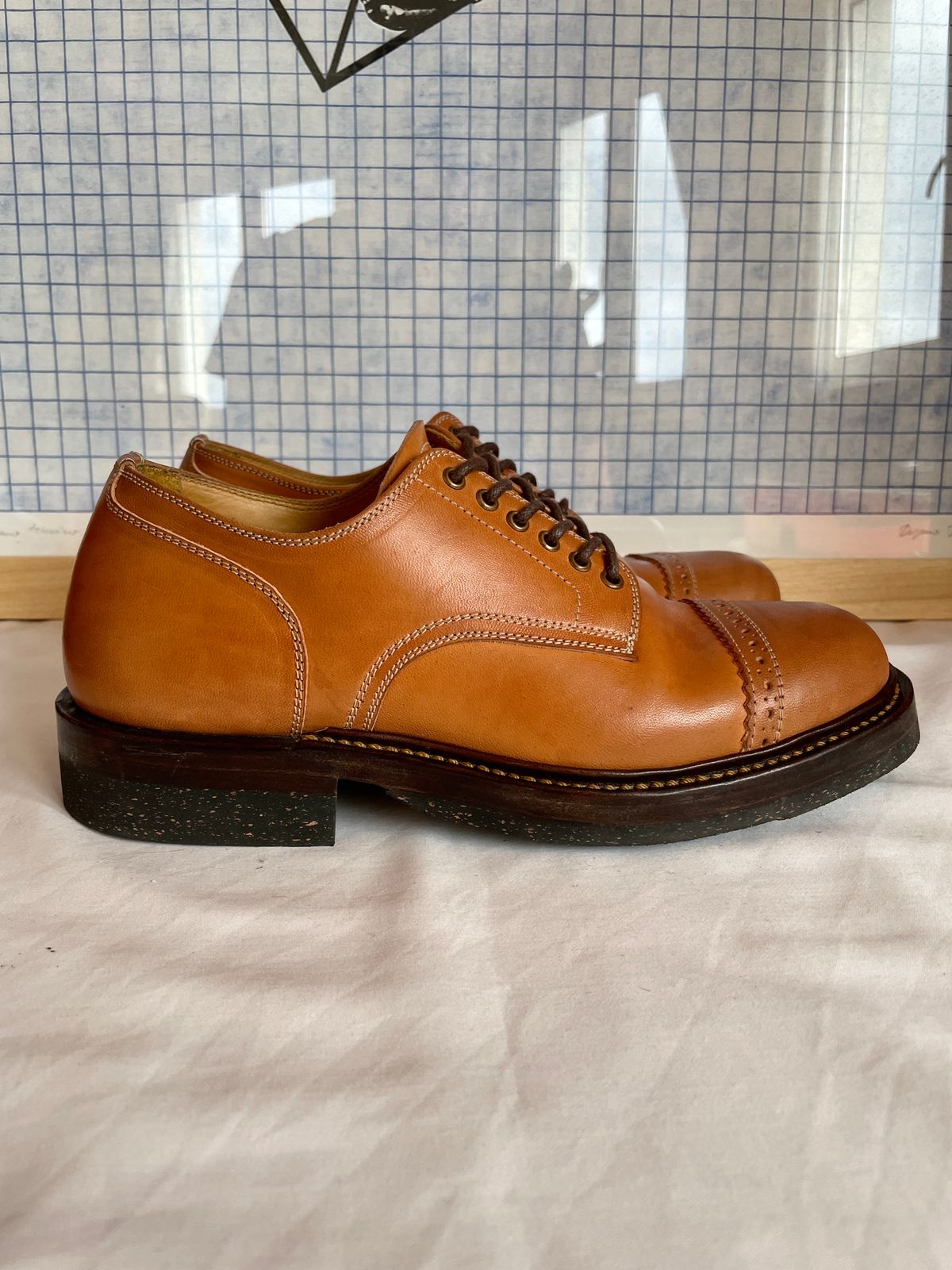 Photo by bootsonmars on December 4, 2022 of the Sagara Officer Shoes in Maryam Natural Horsebutt.