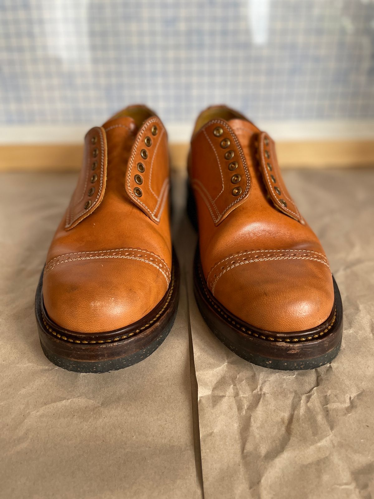 Photo by bootsonmars on January 5, 2023 of the Sagara Officer Shoes in Maryam Natural Horsebutt.