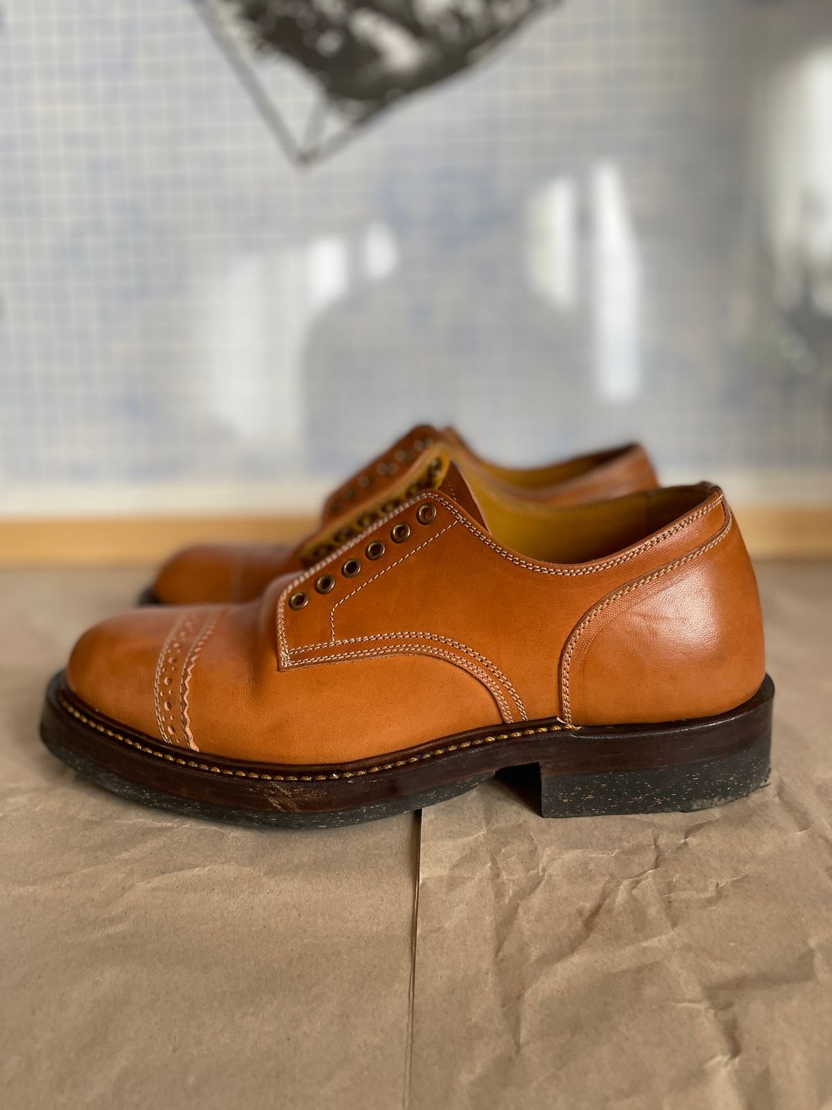 Photo by bootsonmars on January 5, 2023 of the Sagara Officer Shoes in Maryam Natural Horsebutt.