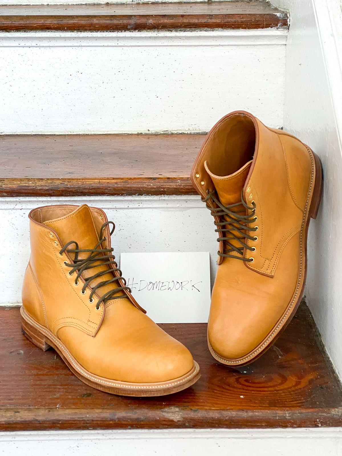 Photo by sixtyreid on October 5, 2022 of the Viberg Officer Boot in Shinki Camel Latigo Horsehide.