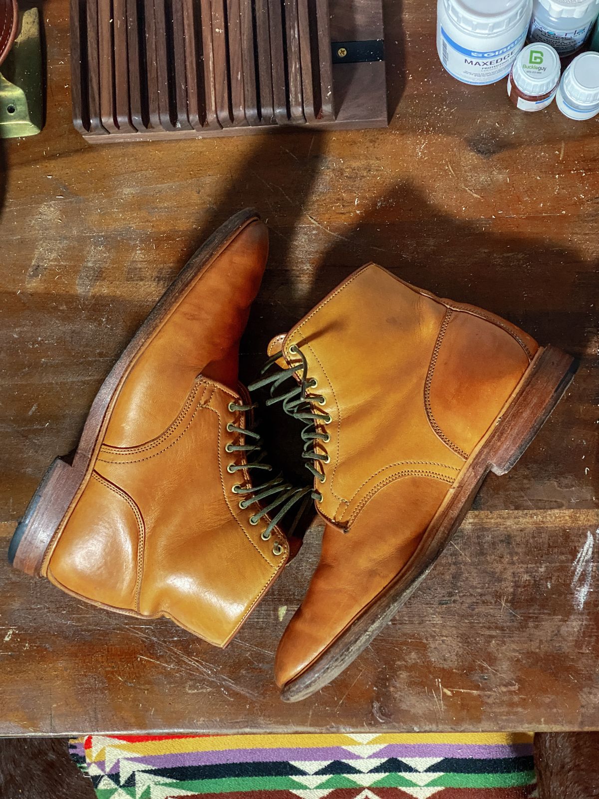 Photo by sixtyreid on December 6, 2022 of the Viberg Officer Boot in Shinki Camel Latigo Horsehide.