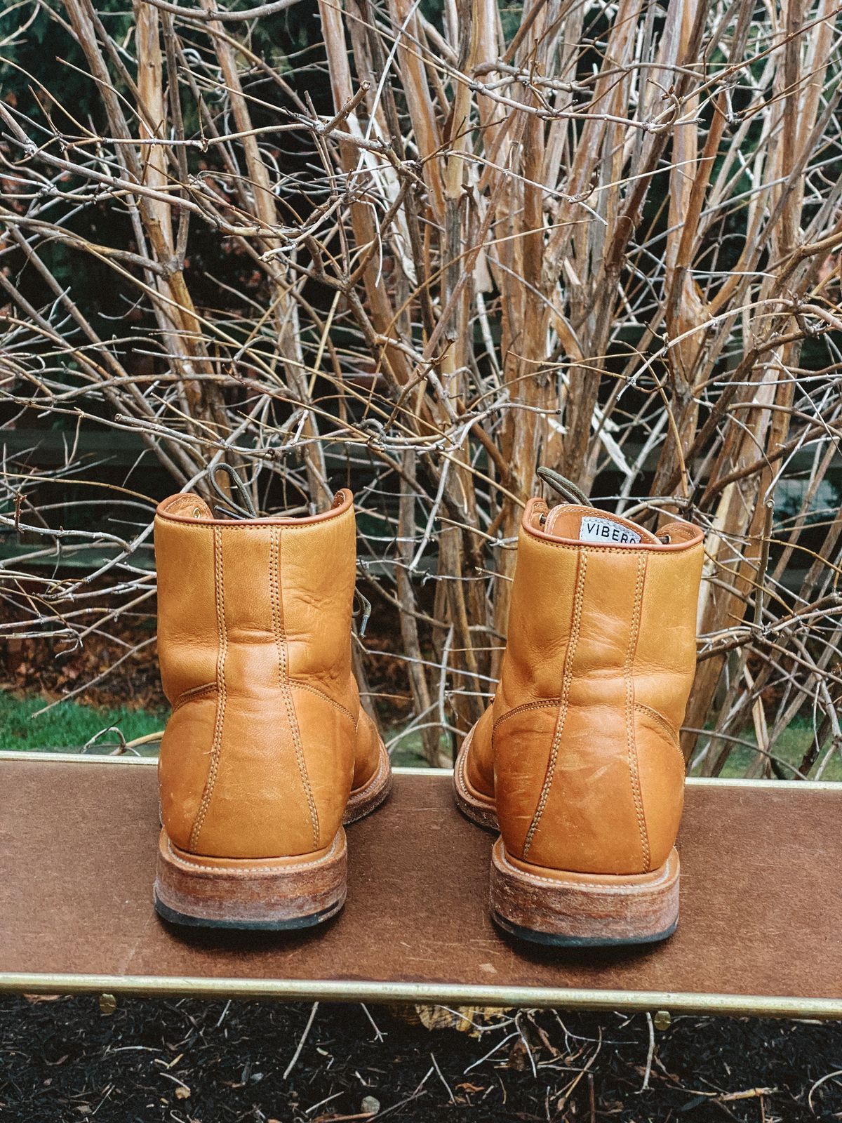 Photo by sixtyreid on January 3, 2023 of the Viberg Officer Boot in Shinki Camel Latigo Horsehide.