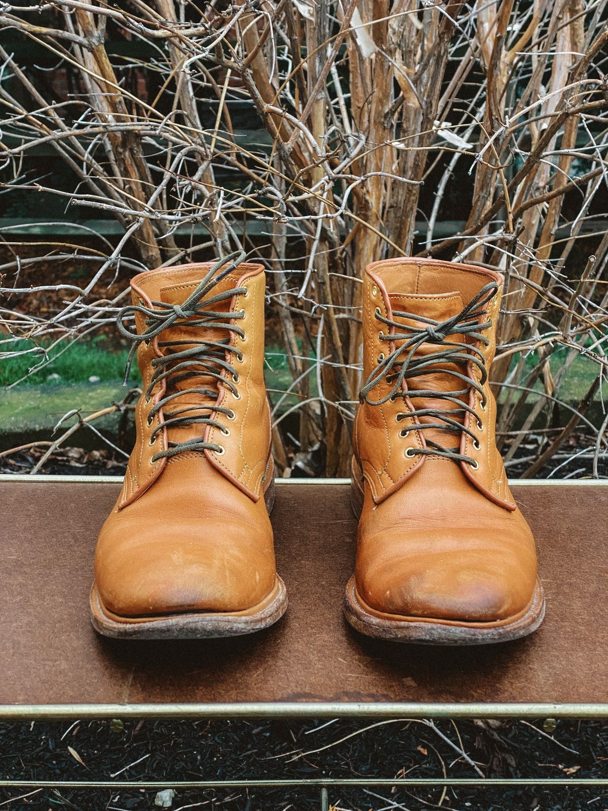 Photo by sixtyreid on January 3, 2023 of the Viberg Officer Boot in Shinki Camel Latigo Horsehide.