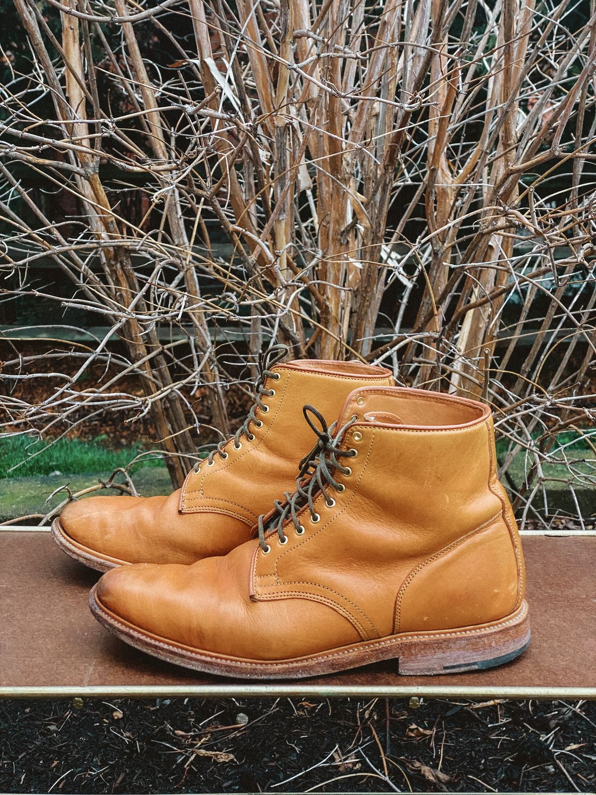 Photo by sixtyreid on January 3, 2023 of the Viberg Officer Boot in Shinki Camel Latigo Horsehide.