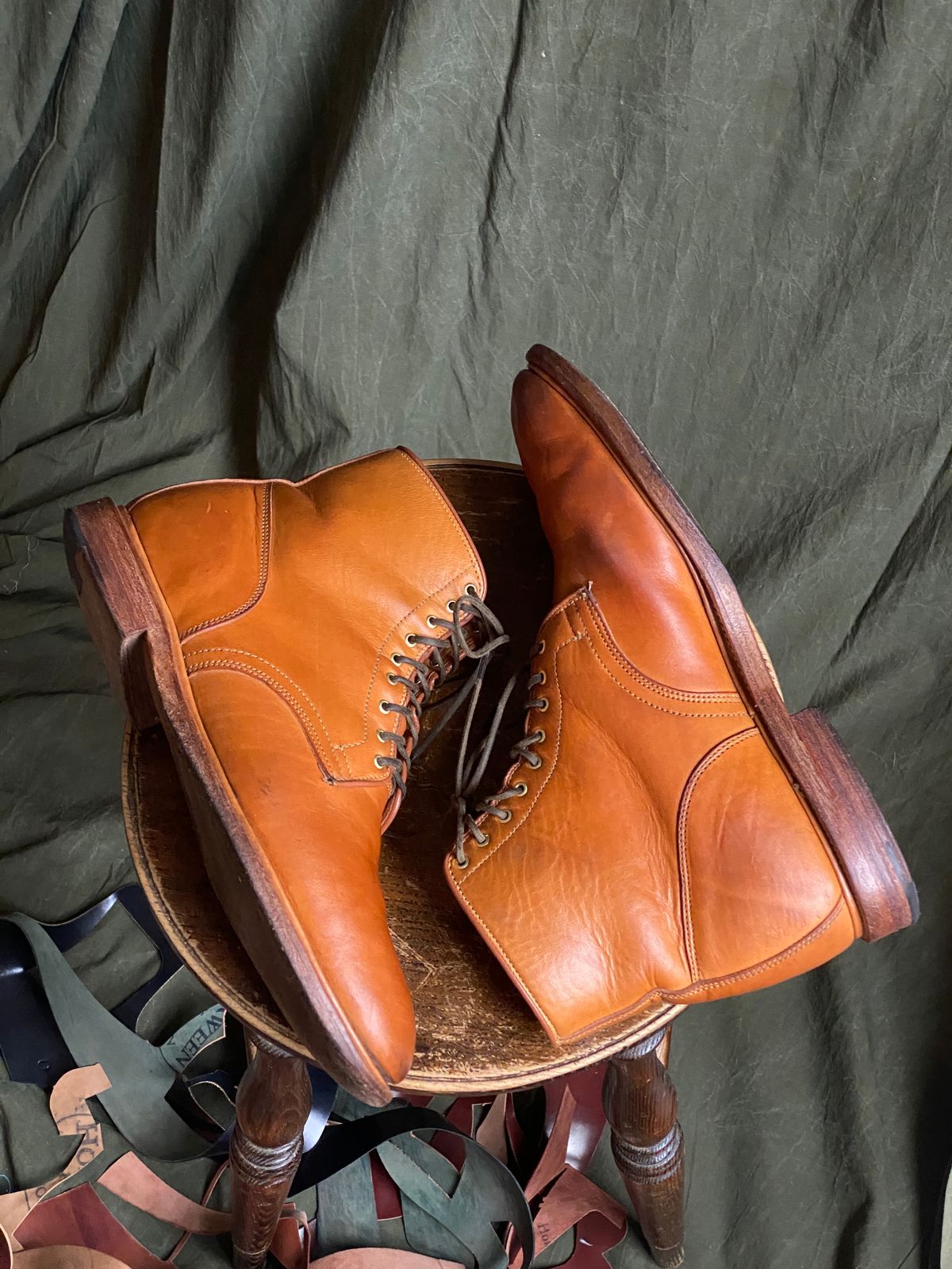 Photo by sixtyreid on February 5, 2023 of the Viberg Officer Boot in Shinki Camel Latigo Horsehide.