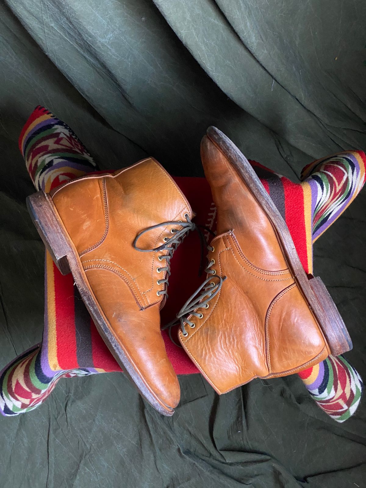 Photo by sixtyreid on March 5, 2023 of the Viberg Officer Boot in Shinki Camel Latigo Horsehide.