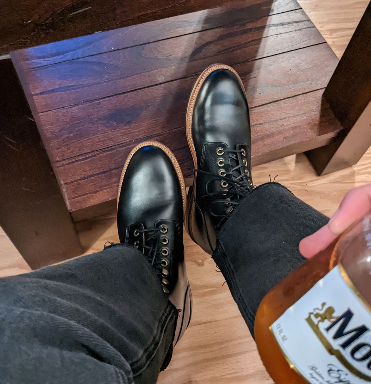Photo by kat on November 22, 2022 of the Grant Stone Nora Boot in Horween Black Chromexcel.