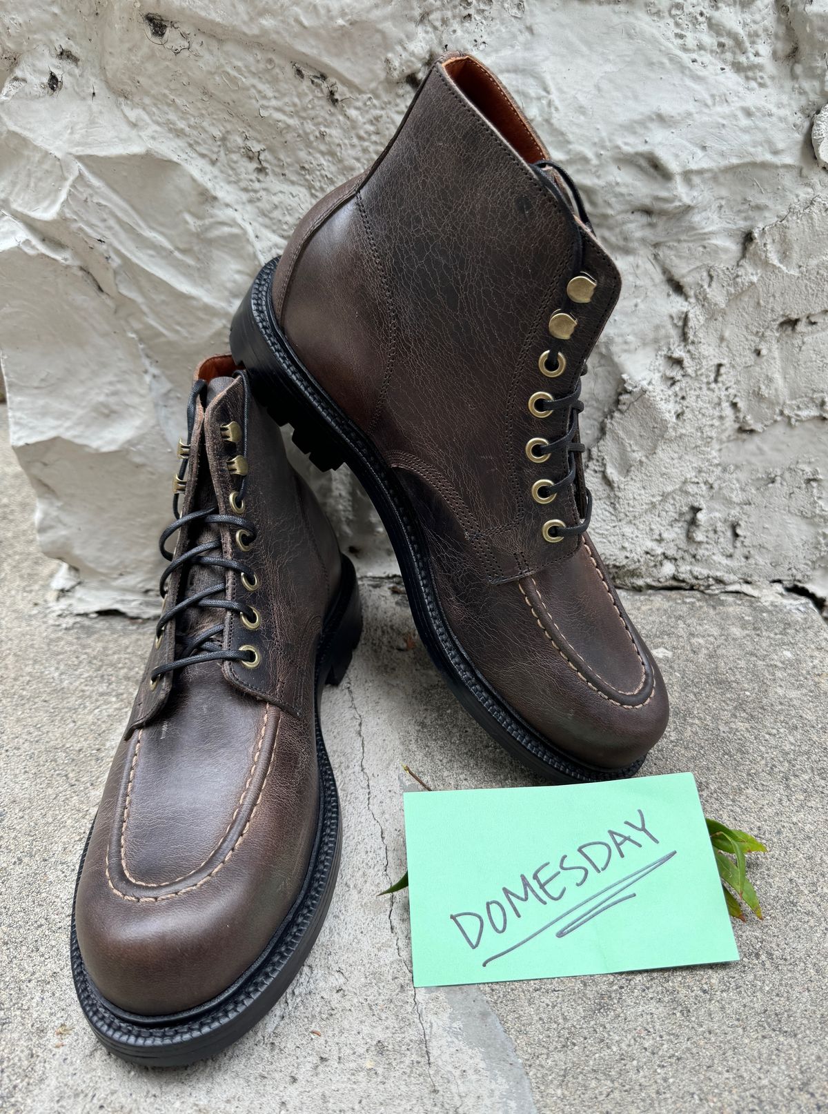 Photo by kat on October 12, 2024 of the Grant Stone Brass Boot in Gallun Teton Waxy Stag.