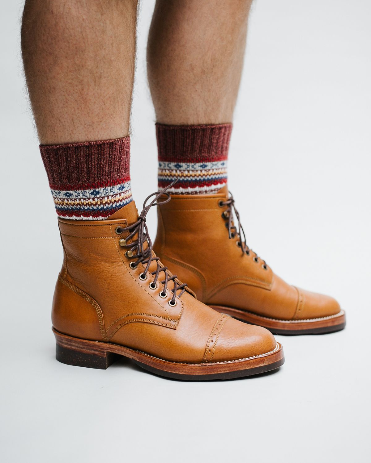 Photo by bsschneid89 on October 3, 2022 of the Benzein Kanon Brogue Cap Toe Boot in Badalassi Carlo Cognac Minerva.