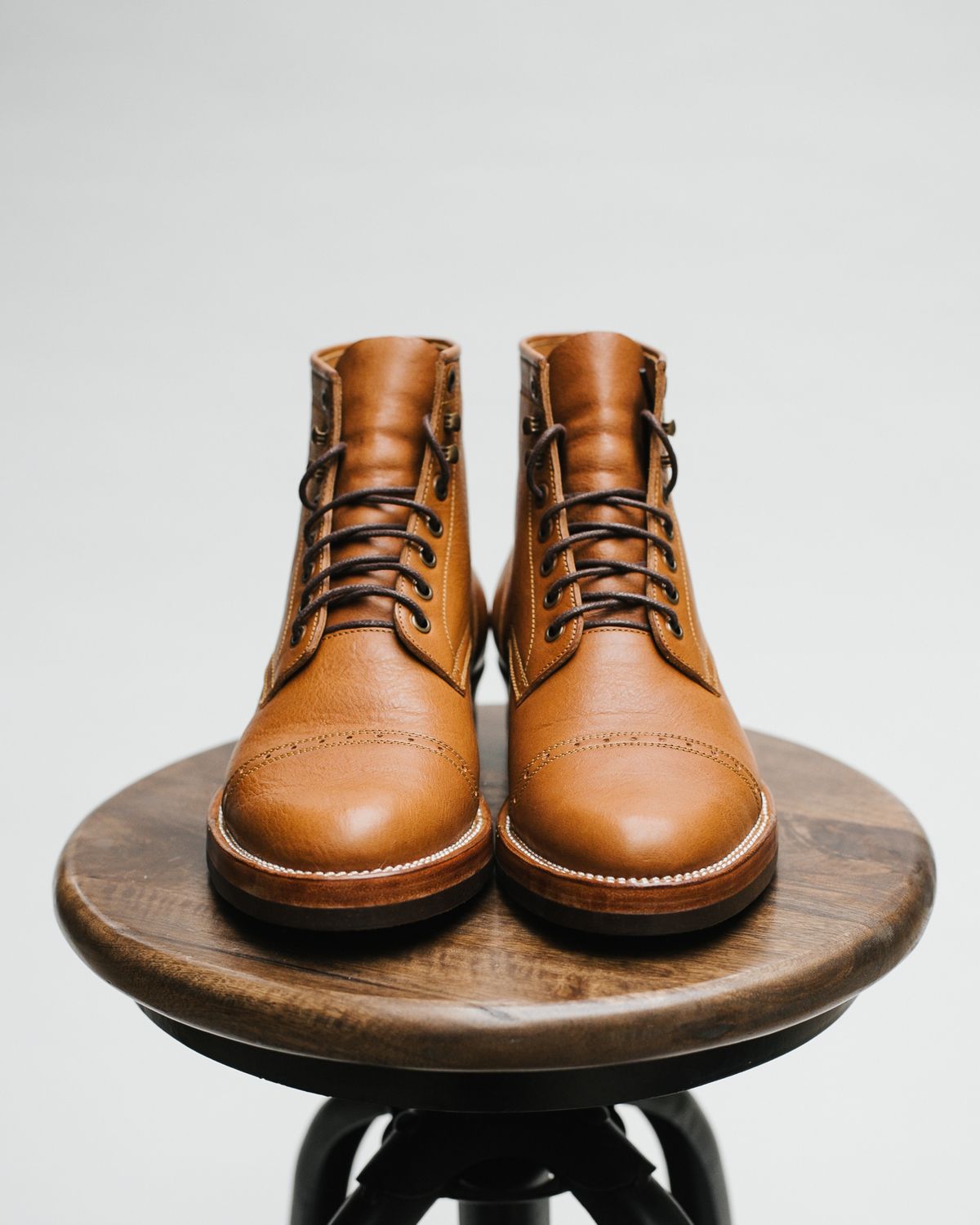 Photo by bsschneid89 on October 3, 2022 of the Benzein Kanon Brogue Cap Toe Boot in Badalassi Carlo Cognac Minerva.