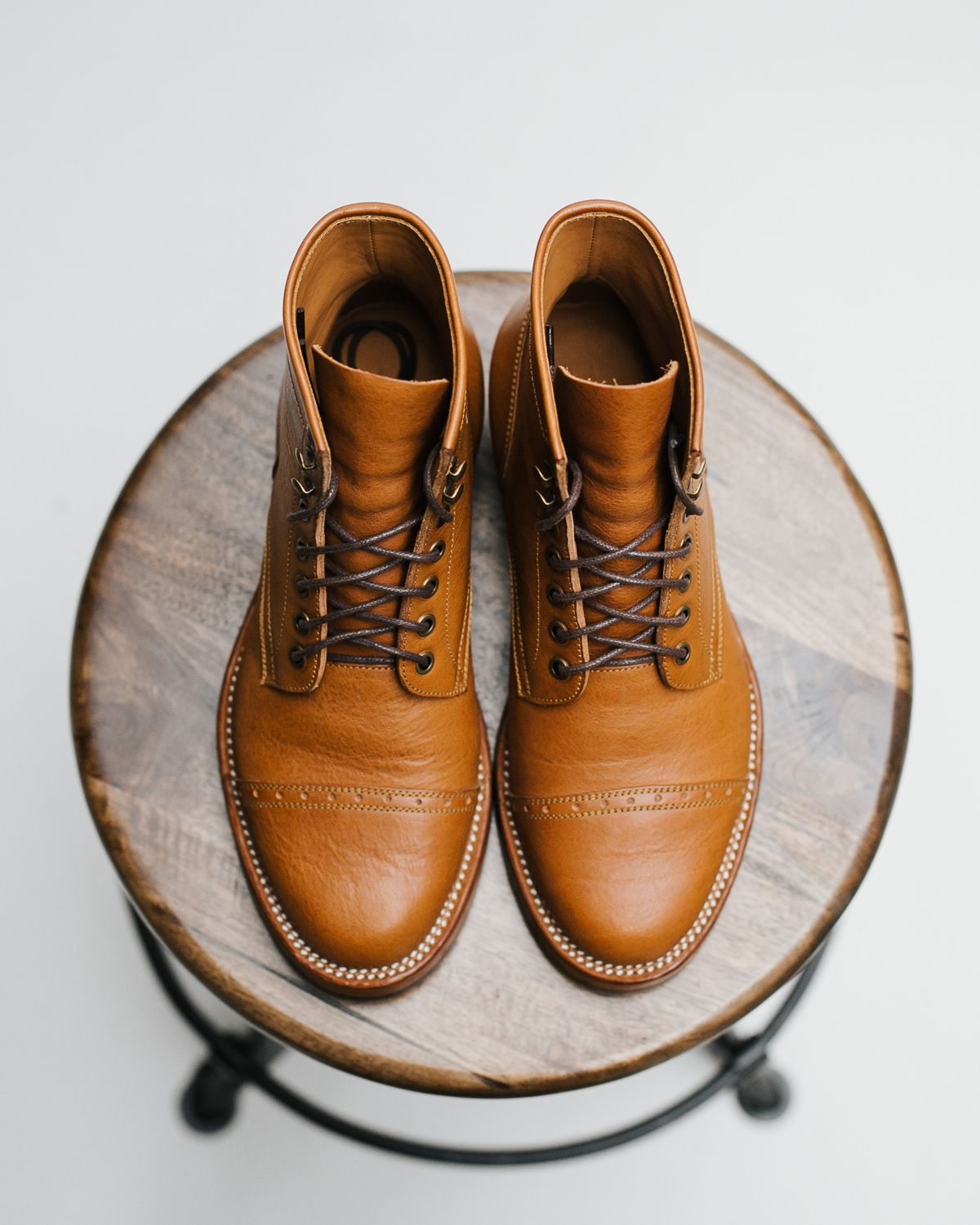Photo by bsschneid89 on October 3, 2022 of the Benzein Kanon Brogue Cap Toe Boot in Badalassi Carlo Cognac Minerva.