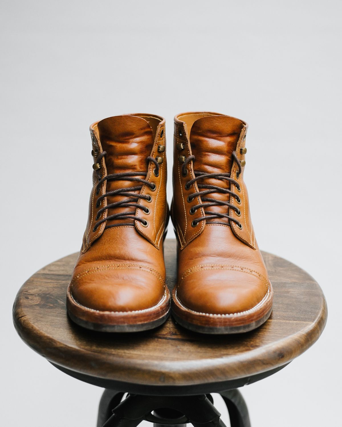 Photo by bsschneid89 on November 4, 2022 of the Benzein Kanon Brogue Cap Toe Boot in Badalassi Carlo Cognac Minerva.