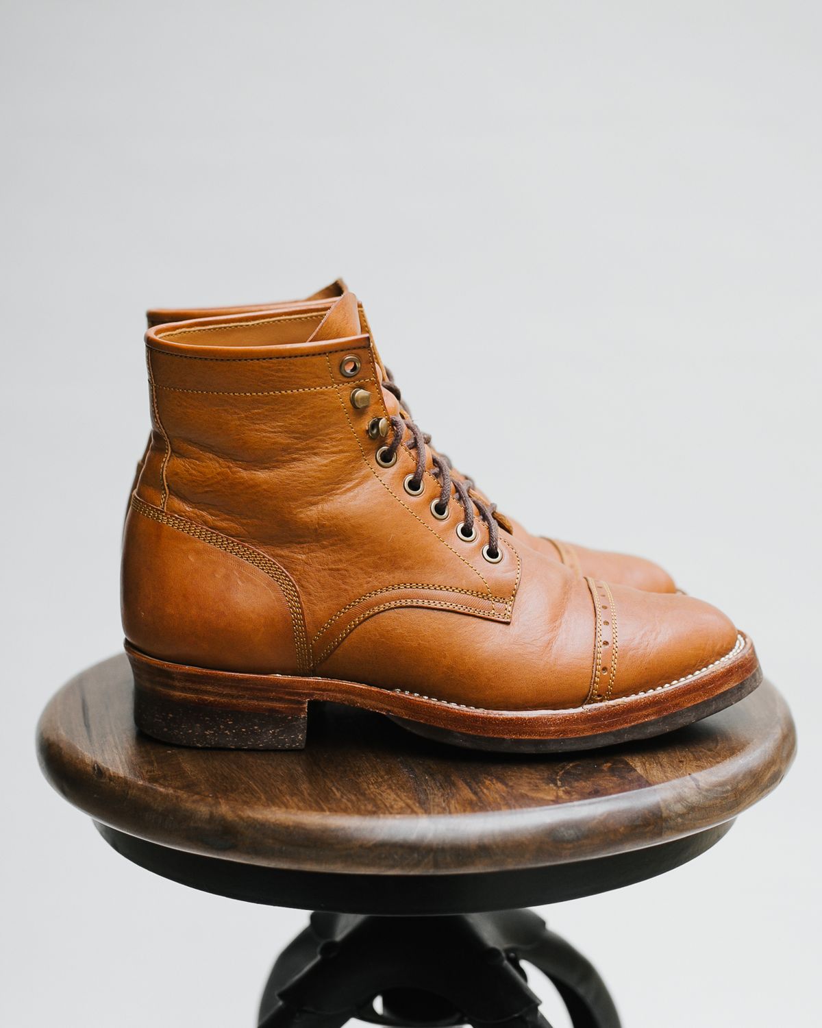 Photo by bsschneid89 on December 5, 2022 of the Benzein Kanon Brogue Cap Toe Boot in Badalassi Carlo Cognac Minerva.