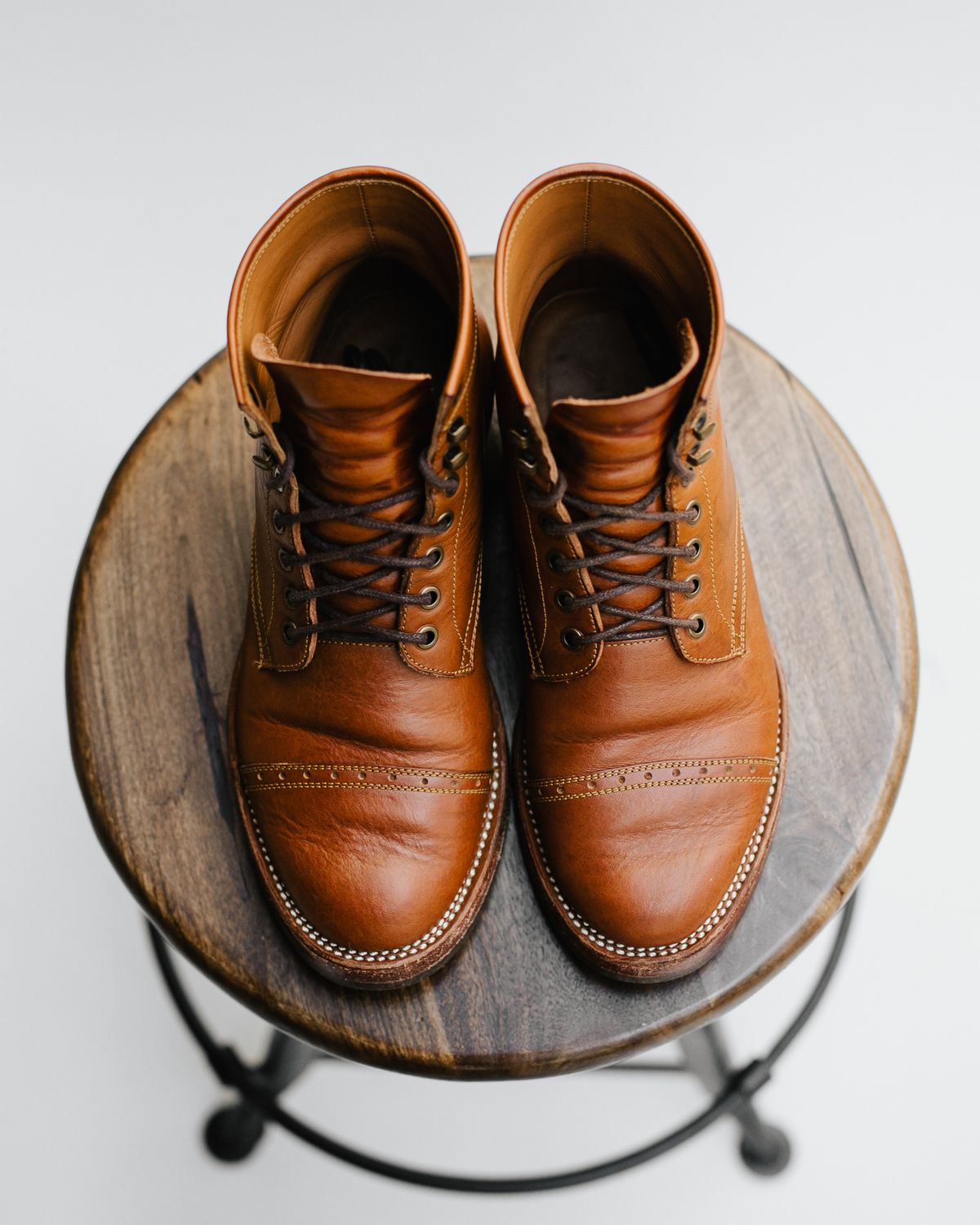 Photo by bsschneid89 on January 6, 2023 of the Benzein Kanon Brogue Cap Toe Boot in Badalassi Carlo Cognac Minerva.