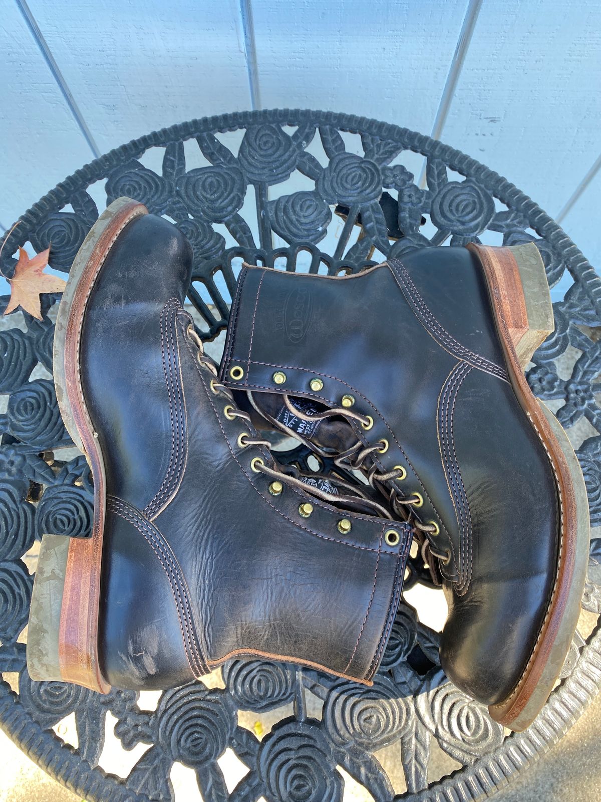 Photo by centralfornia on November 6, 2023 of the Wesco Jobmaster in Horween Black Chromexcel Horsehide.