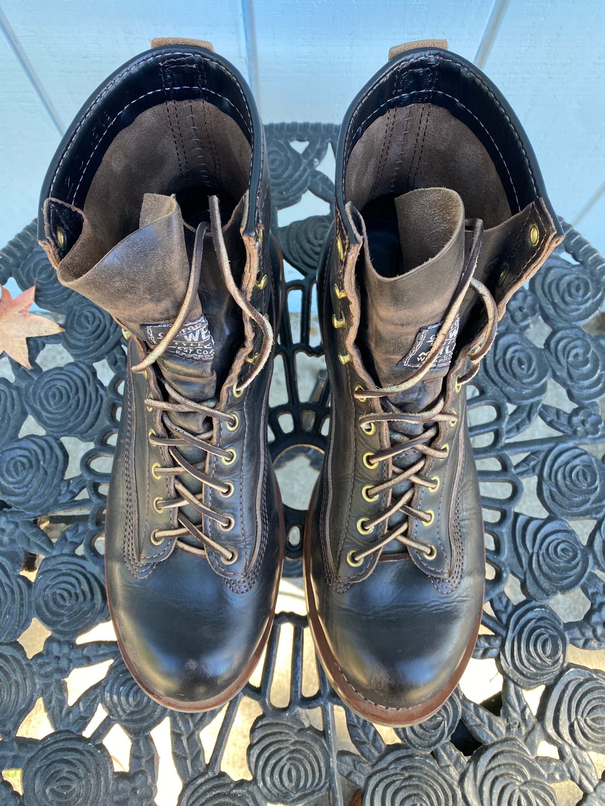 Photo by centralfornia on November 6, 2023 of the Wesco Jobmaster in Horween Black Chromexcel Horsehide.
