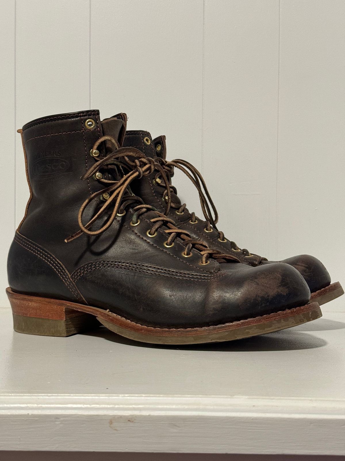 Photo by centralfornia on December 6, 2023 of the Wesco Jobmaster in Horween Black Chromexcel Horsehide.